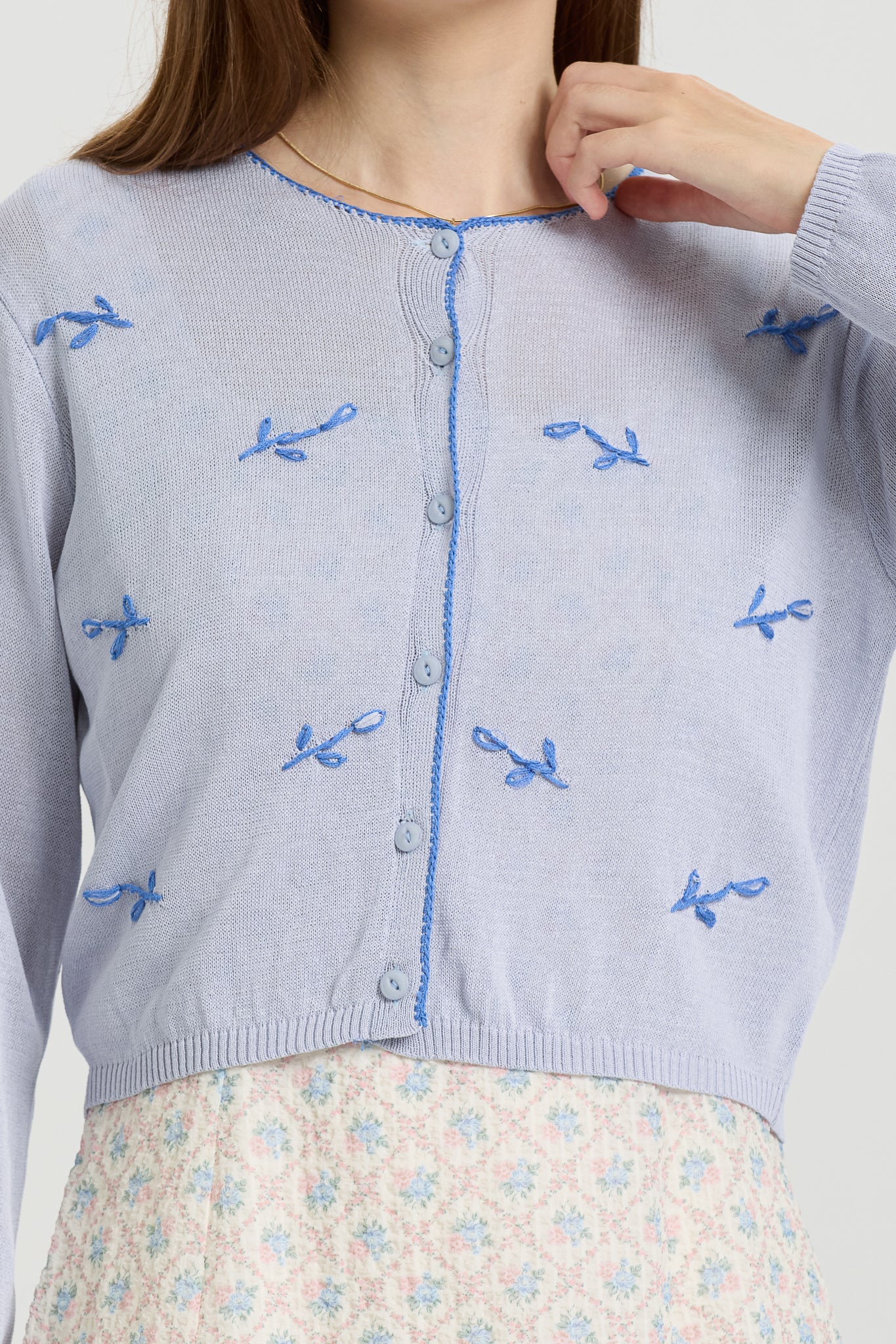 Lightweight embroidered Cropped Cardigan (2S-2M-2L)