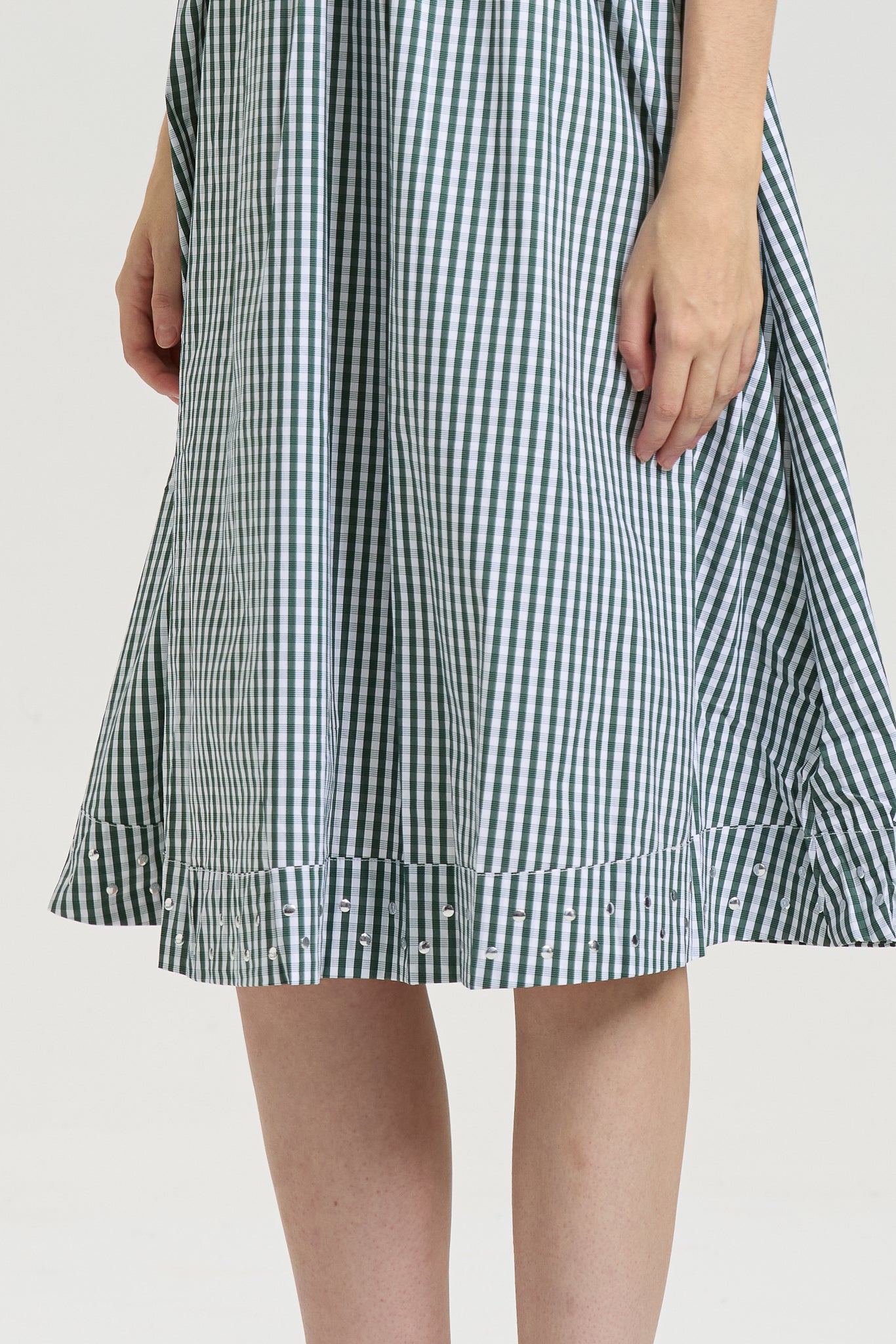 Gingham Puff Sleeve Midi Dress with Back-Tie (2S-2M-2L)