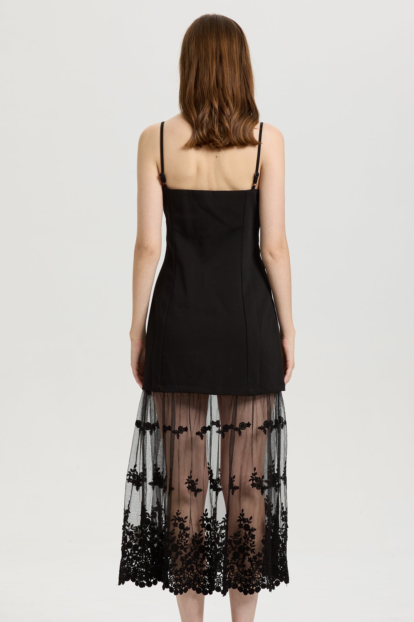 Black Lace Sheer Overlay Dress (2S-2M-2L)