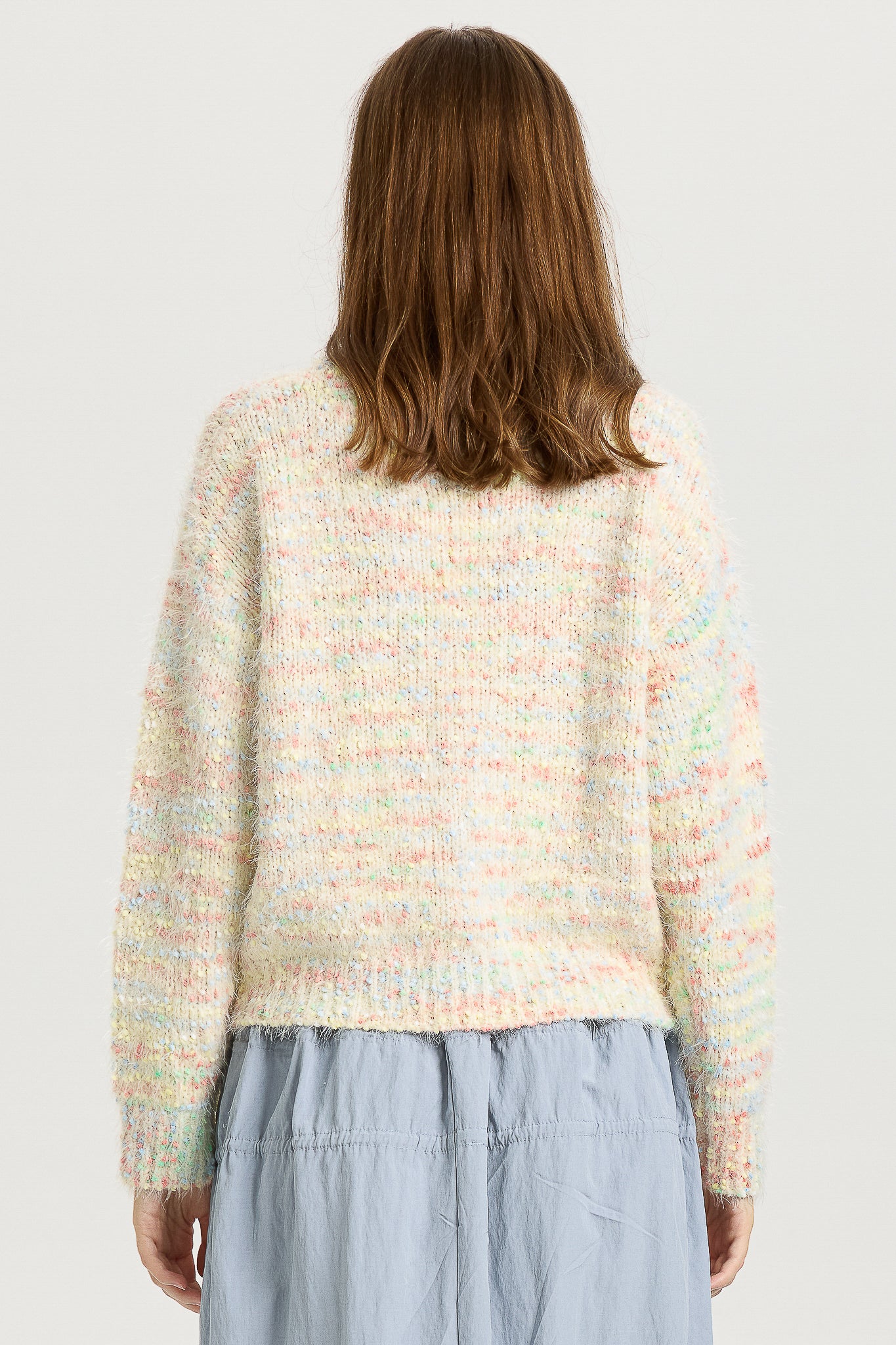 Pastel Multi-Color Knit Sweater with Soft Fuzzy Texture (2S-2M-2L)