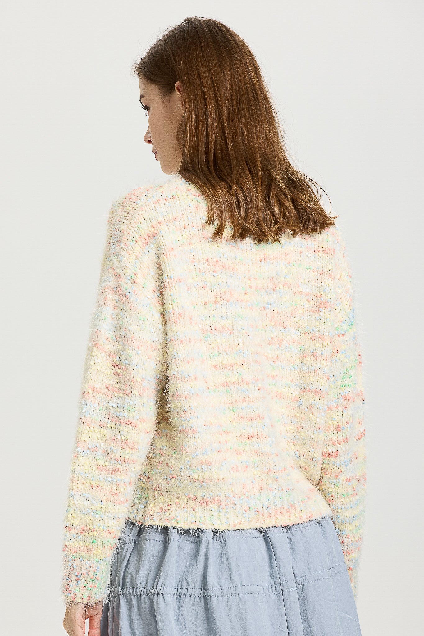 Pastel Multi-Color Knit Sweater with Soft Fuzzy Texture (2S-2M-2L)