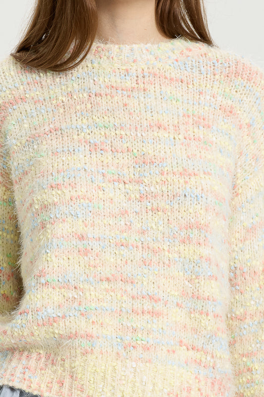 Pastel Multi-Color Knit Sweater with Soft Fuzzy Texture (2S-2M-2L)