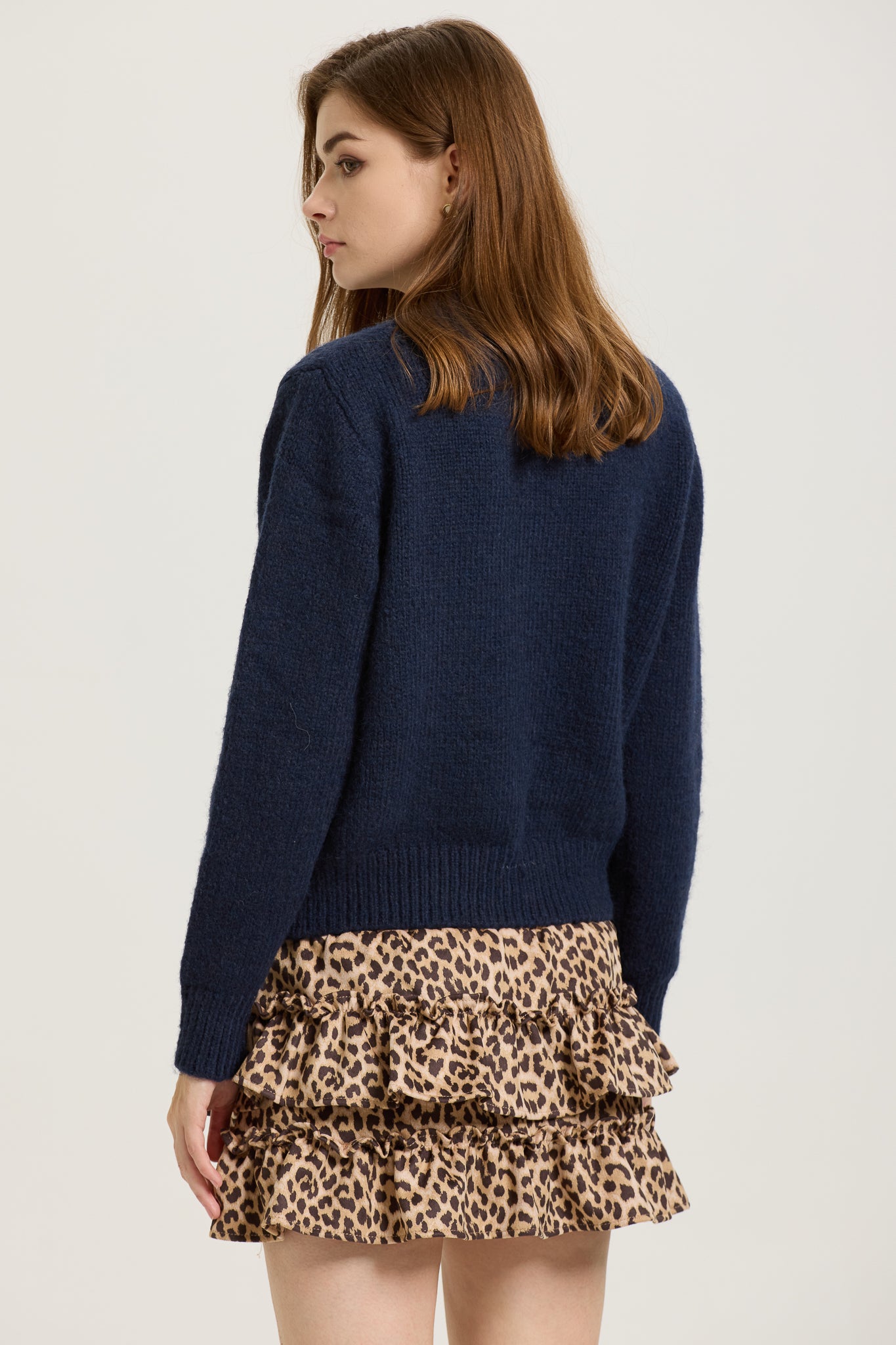 Velvet Leopard Print Mini Skirt with Layered Ruffle Tier (2S-2M-2L)