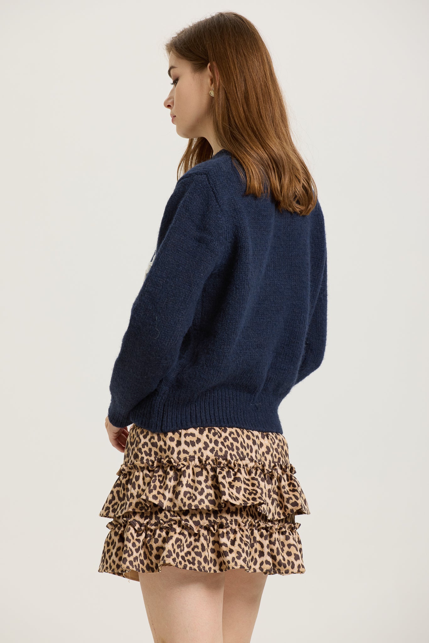 Velvet Leopard Print Mini Skirt with Layered Ruffle Tier (2S-2M-2L)