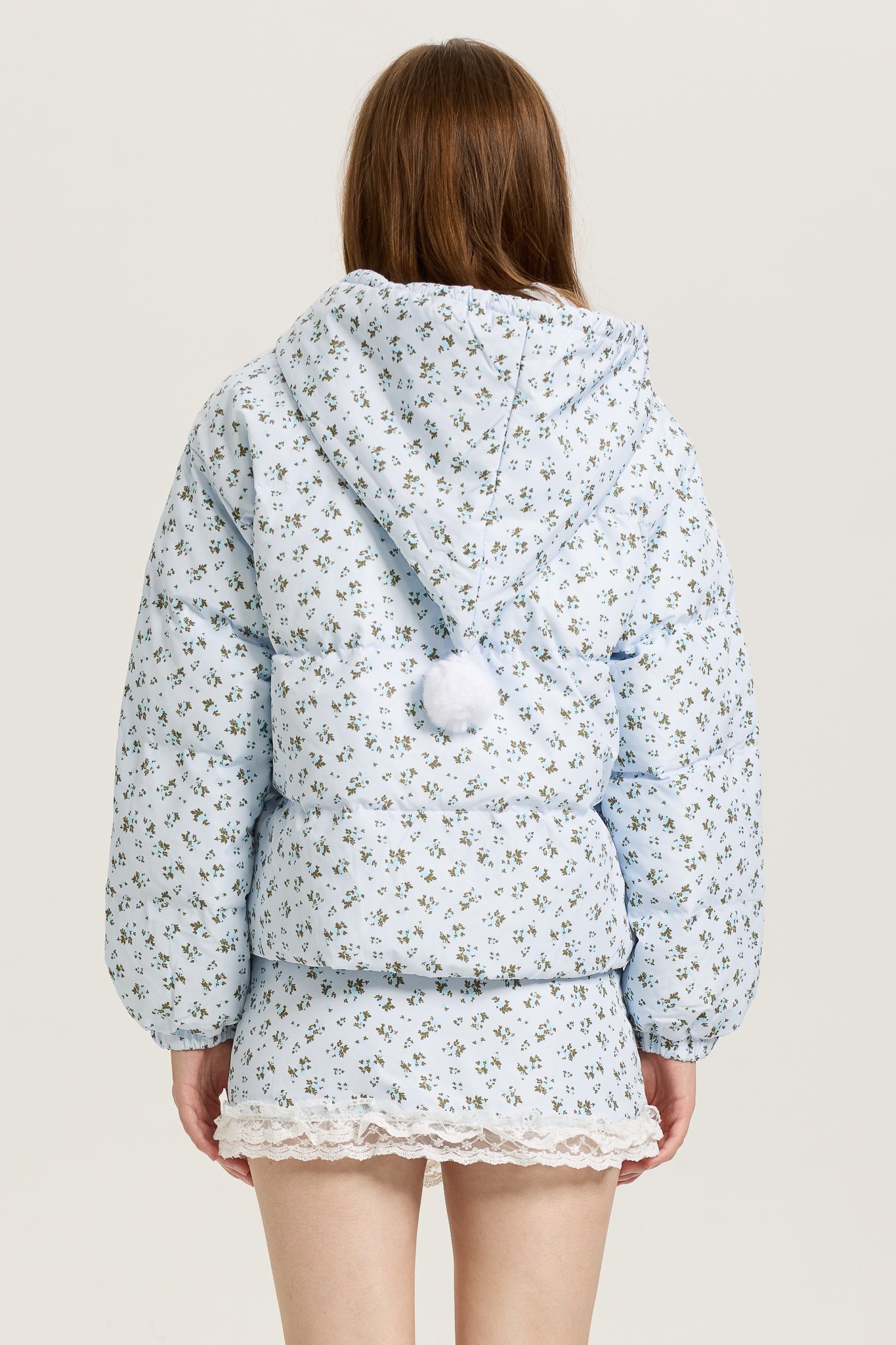 Snowy Floral Dreams Puffer Jacket and Skirt (2S-2M-2L)