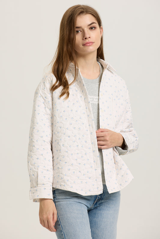 Floral Quilted Button-Up Jacket  (2S-2M-2L)