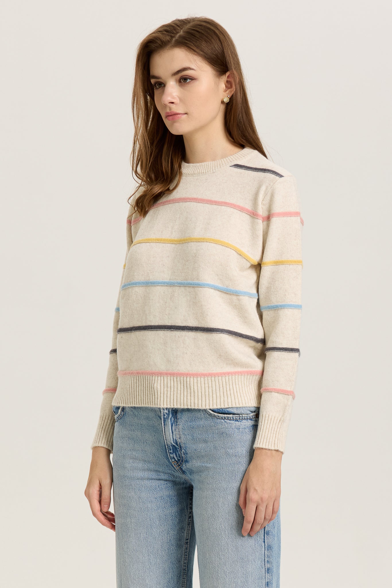 Pastel Striped Crewneck Sweater (2S-2M-2L)