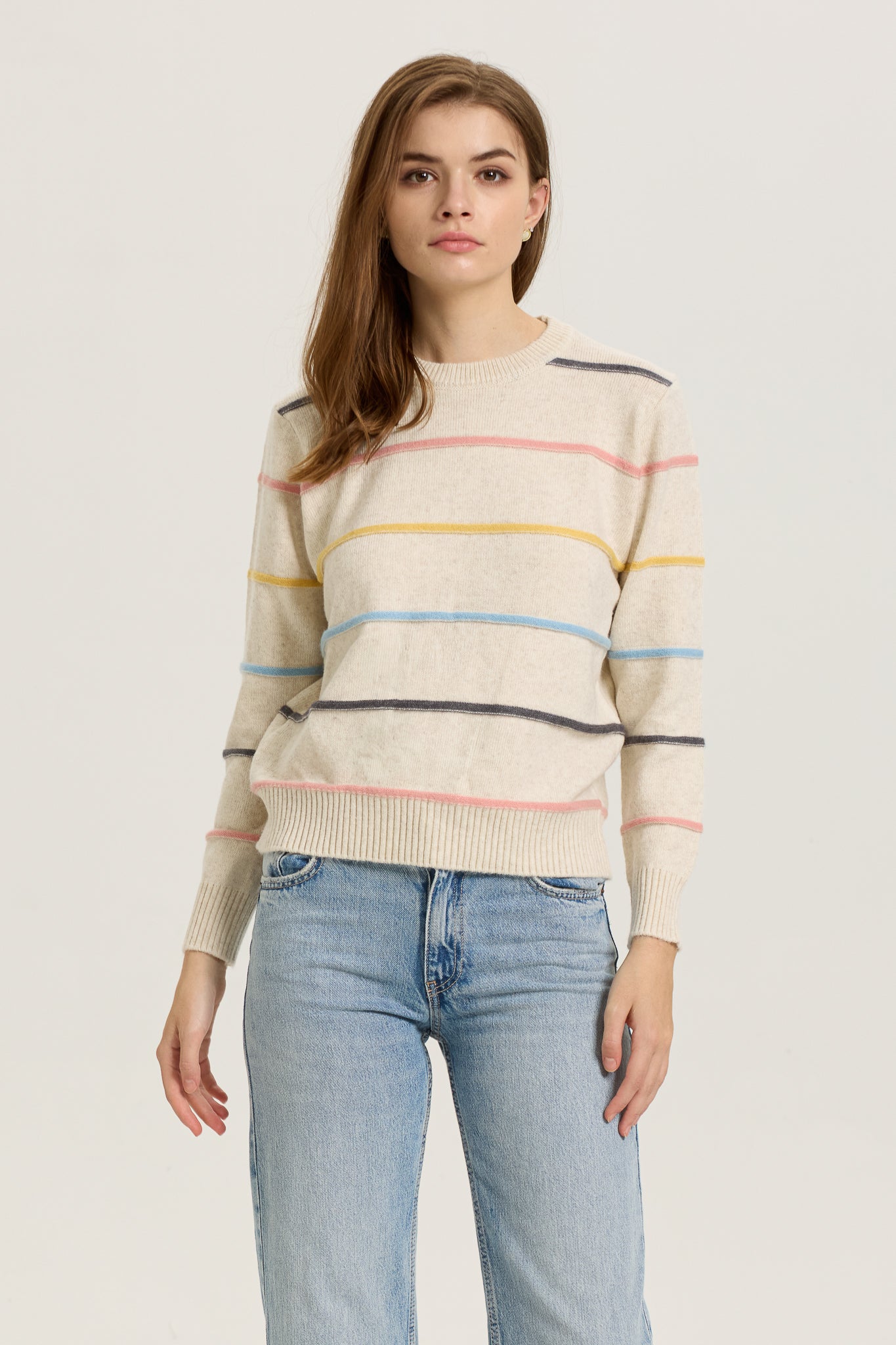 Pastel Striped Crewneck Sweater (2S-2M-2L)