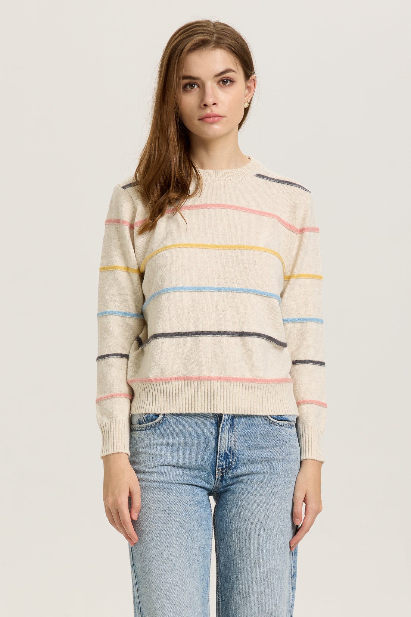 Pastel Striped Crewneck Sweater (2S-2M-2L)