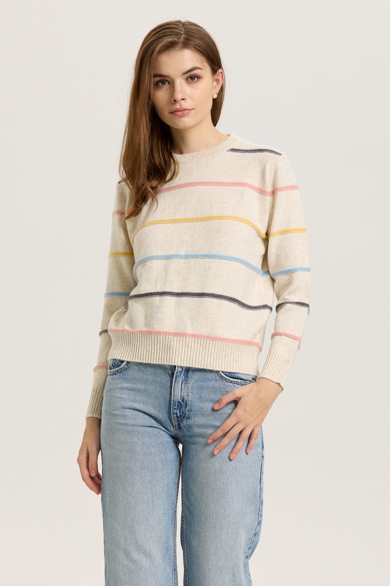 Pastel Striped Crewneck Sweater (2S-2M-2L)