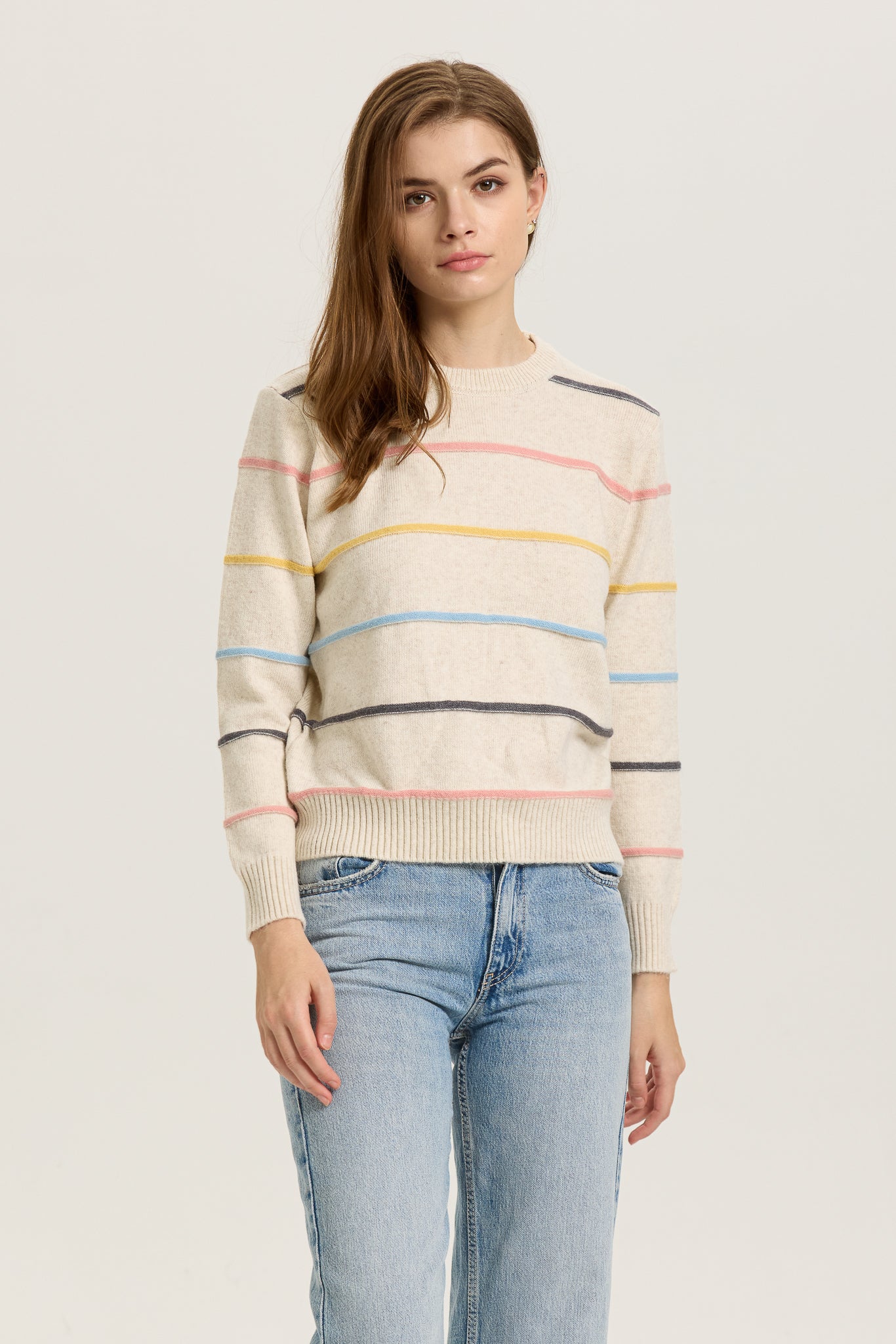 Pastel Striped Crewneck Sweater (2S-2M-2L)