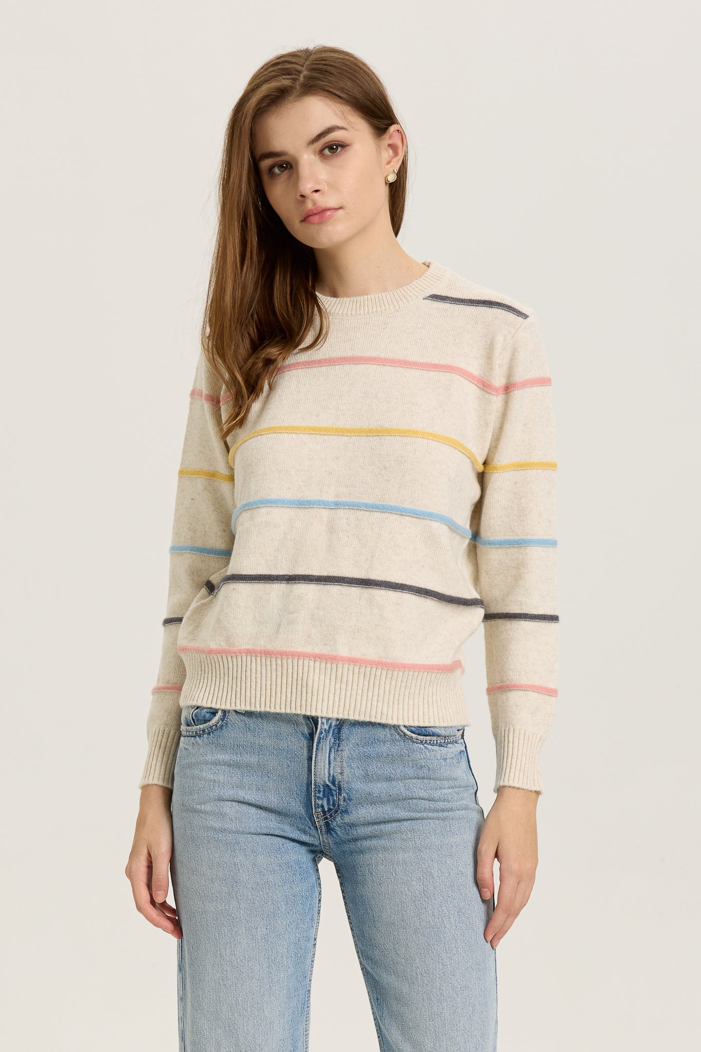 Pastel Striped Crewneck Sweater (2S-2M-2L)