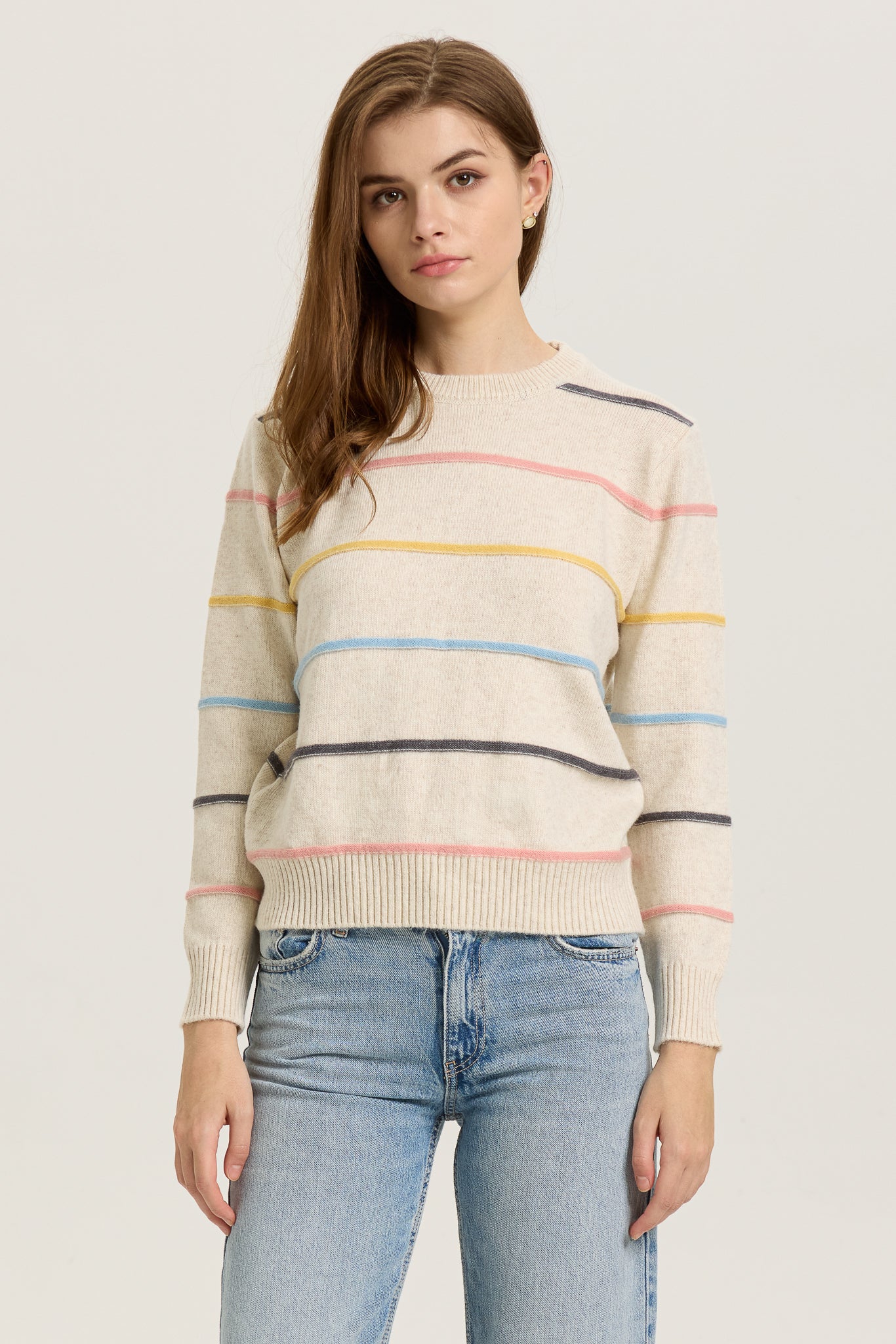 Pastel Striped Crewneck Sweater (2S-2M-2L)