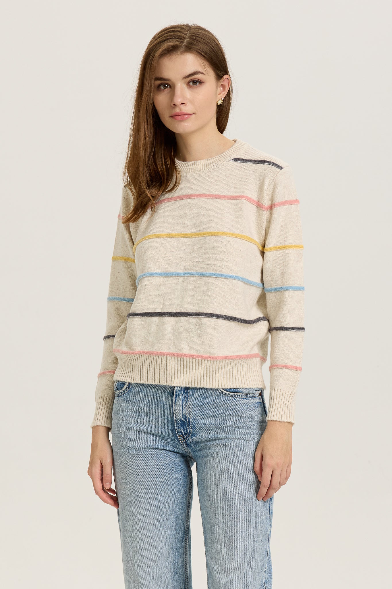 Pastel Striped Crewneck Sweater (2S-2M-2L)