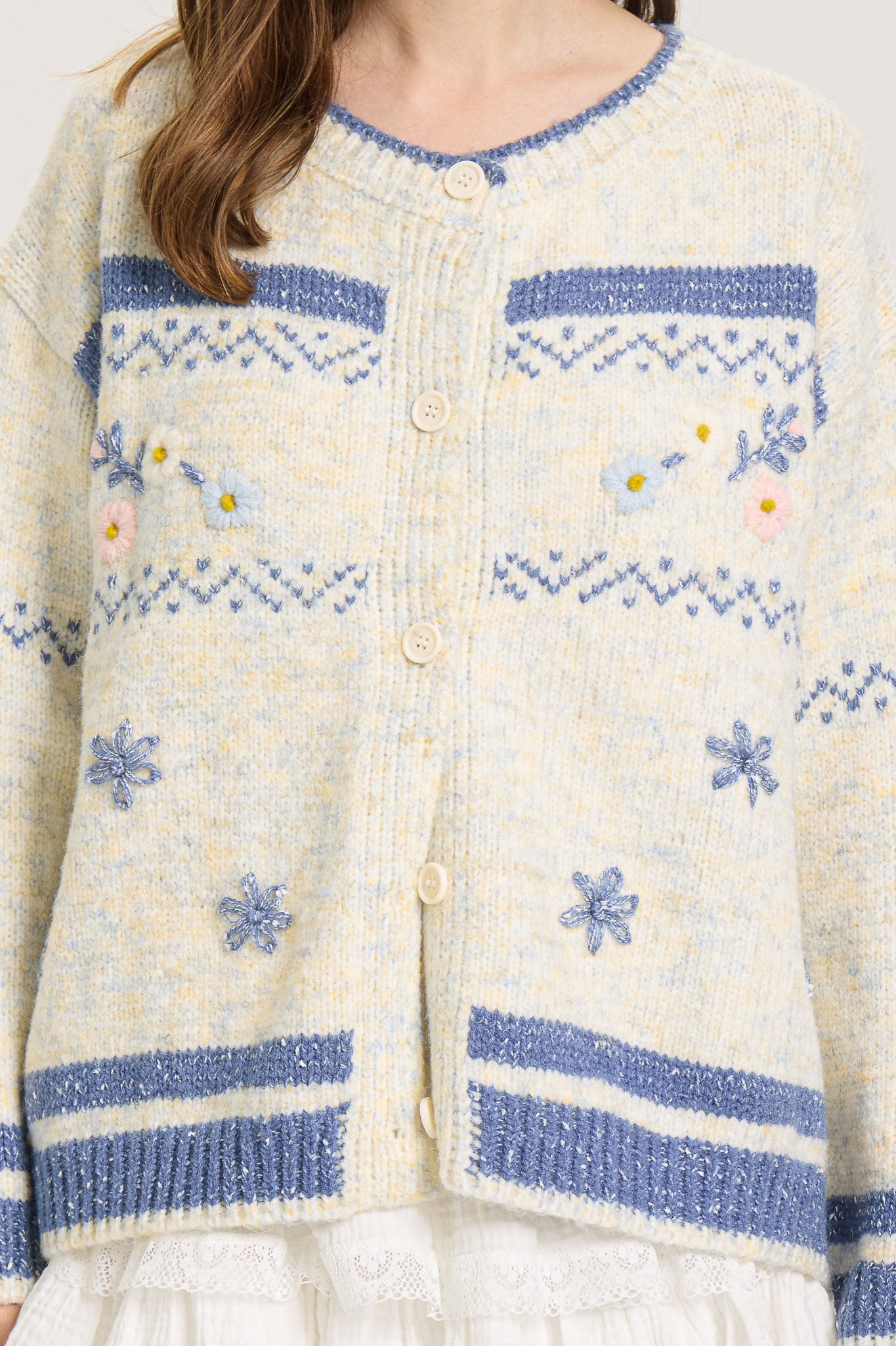 Frosted Blooms Button-Up Cardigan (2S-2M-2L)