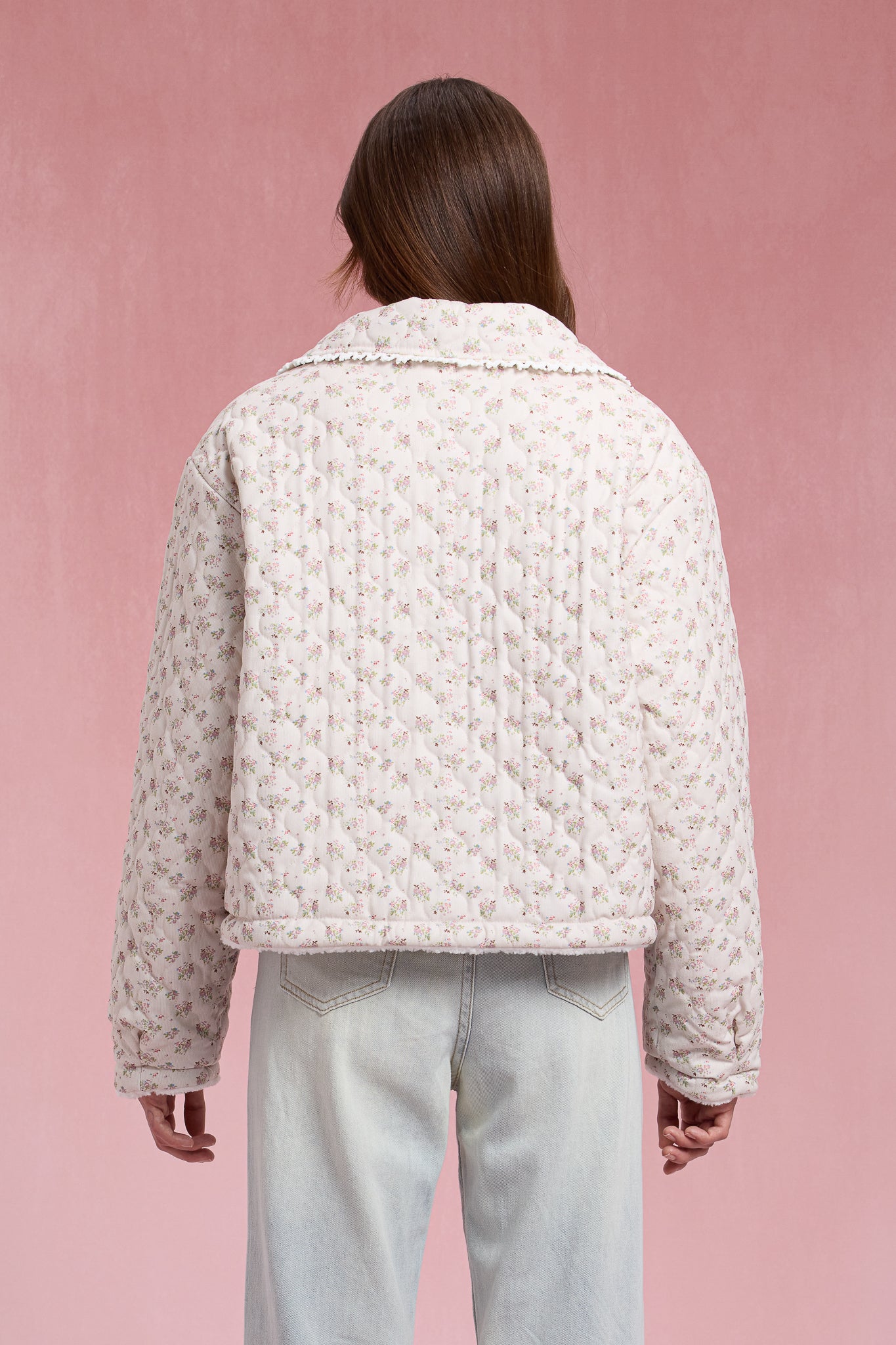 RP2903 - Sherpa-Lined Floral Puffer with Lace Trim (2S-2M-2L)