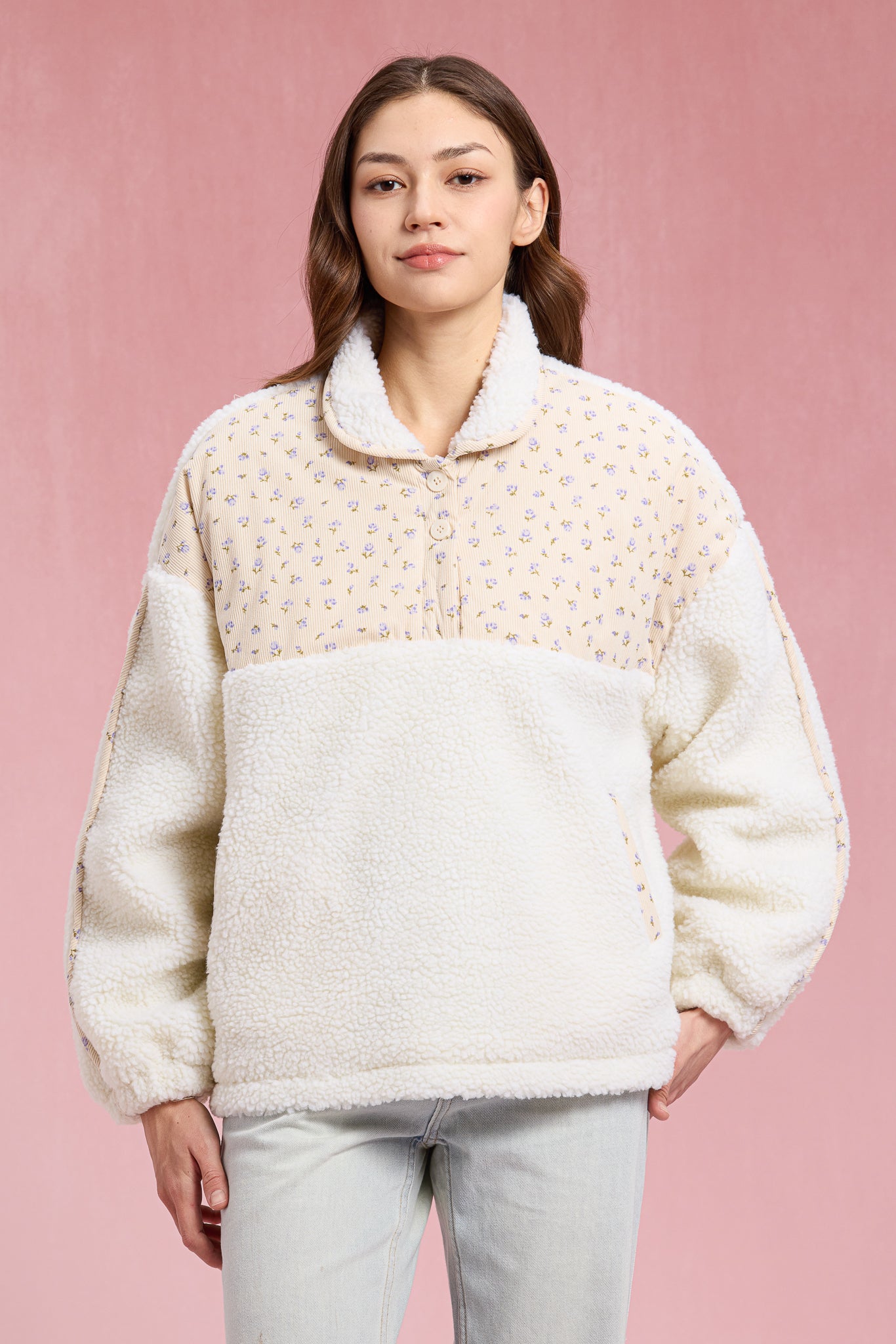 RP2914 - Floral Sherpa Pullover (2S-2M-2L)