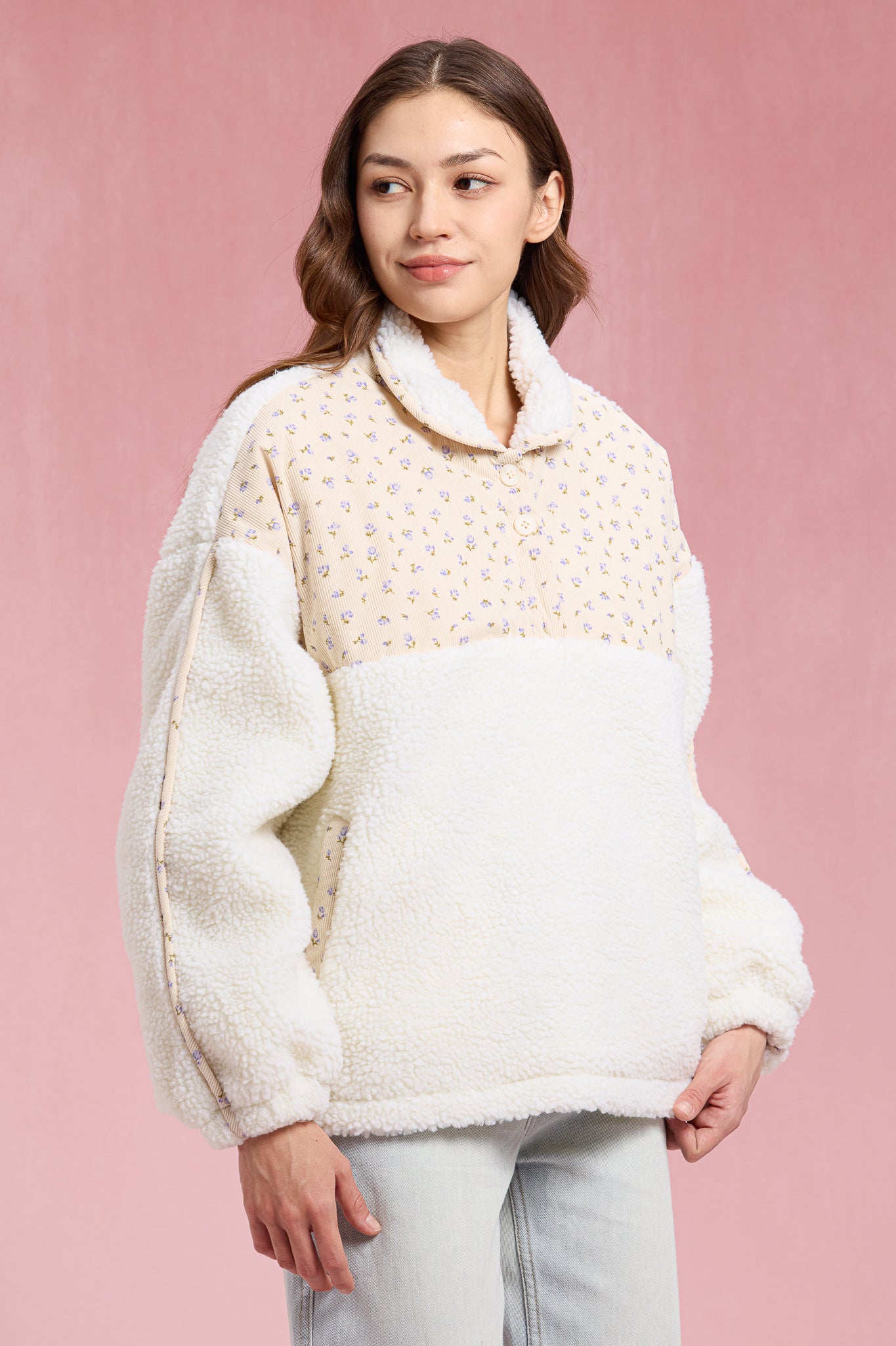 RP2914 - Floral Sherpa Pullover (2S-2M-2L)