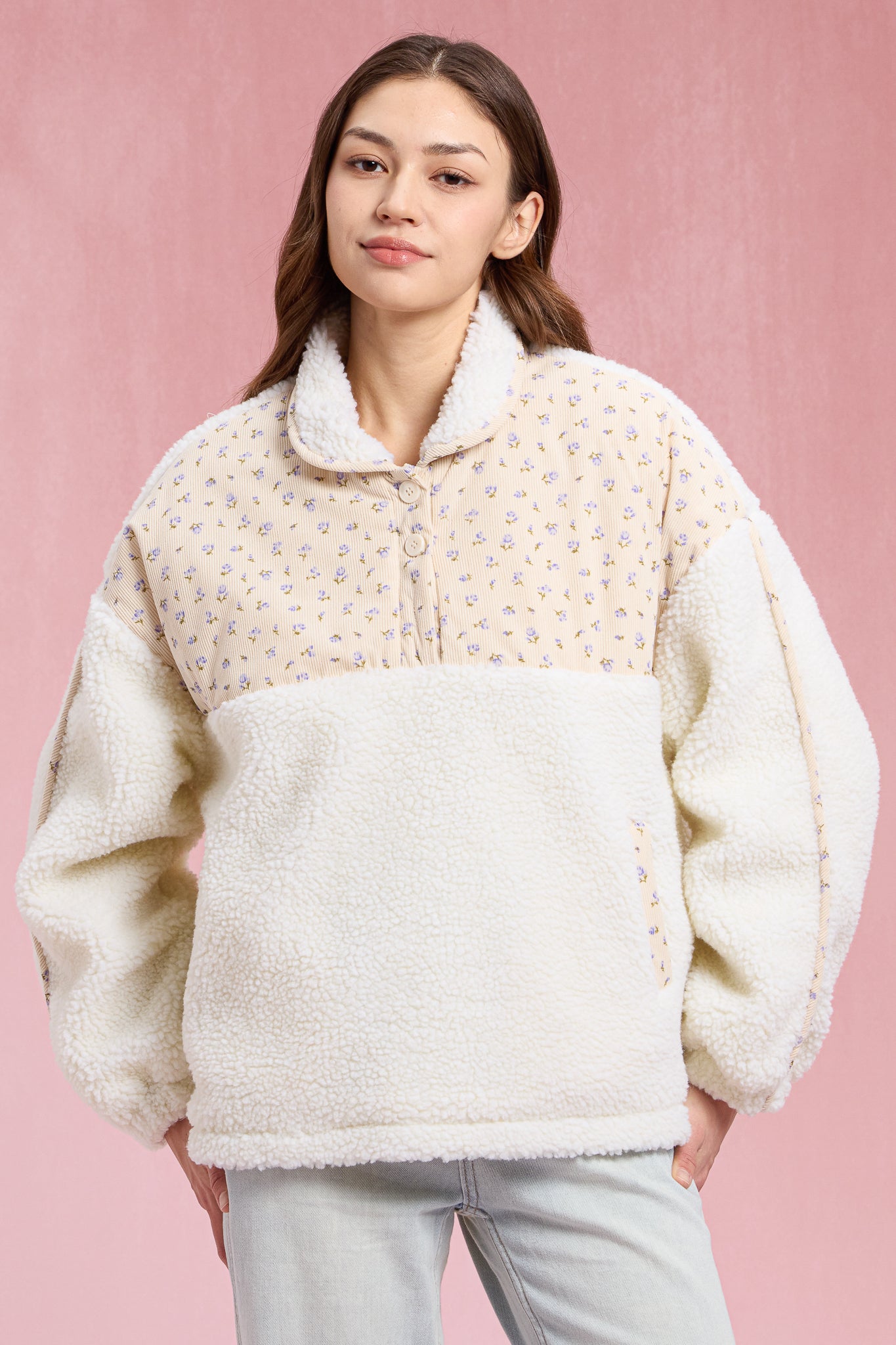 RP2914 - Floral Sherpa Pullover (2S-2M-2L)