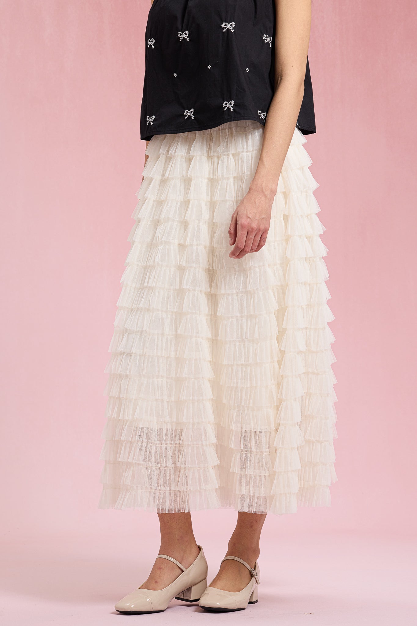 RP2929 - Cream Cascade Ruffle Skirt (2S-2M-2L)