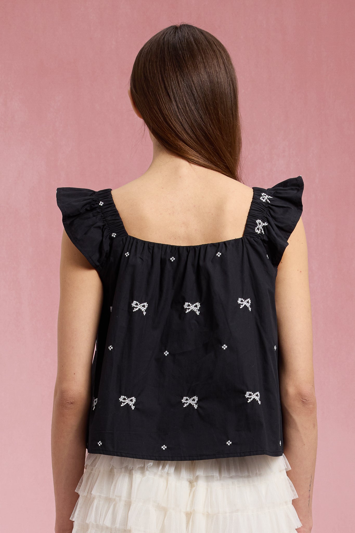 RP2307 - Bow-Embellished Ruffle Sleeve Top (2S-2M-2L)