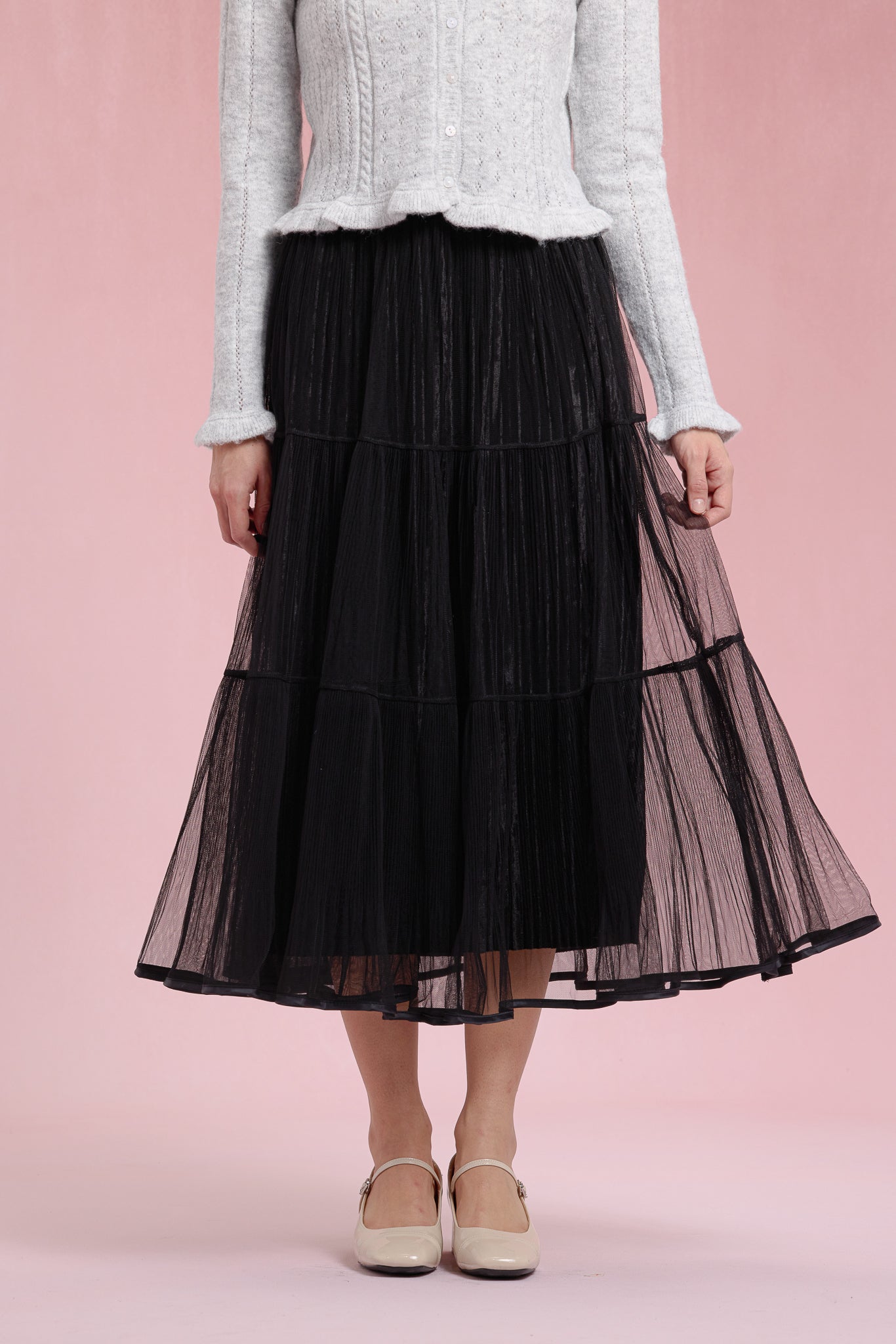 RP2930 - Black Shimmer Velvet-Lined Skirt (2S-2M-2L)