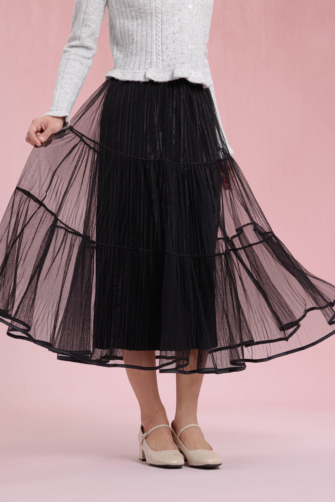 RP2930 - Black Shimmer Velvet-Lined Skirt (2S-2M-2L)