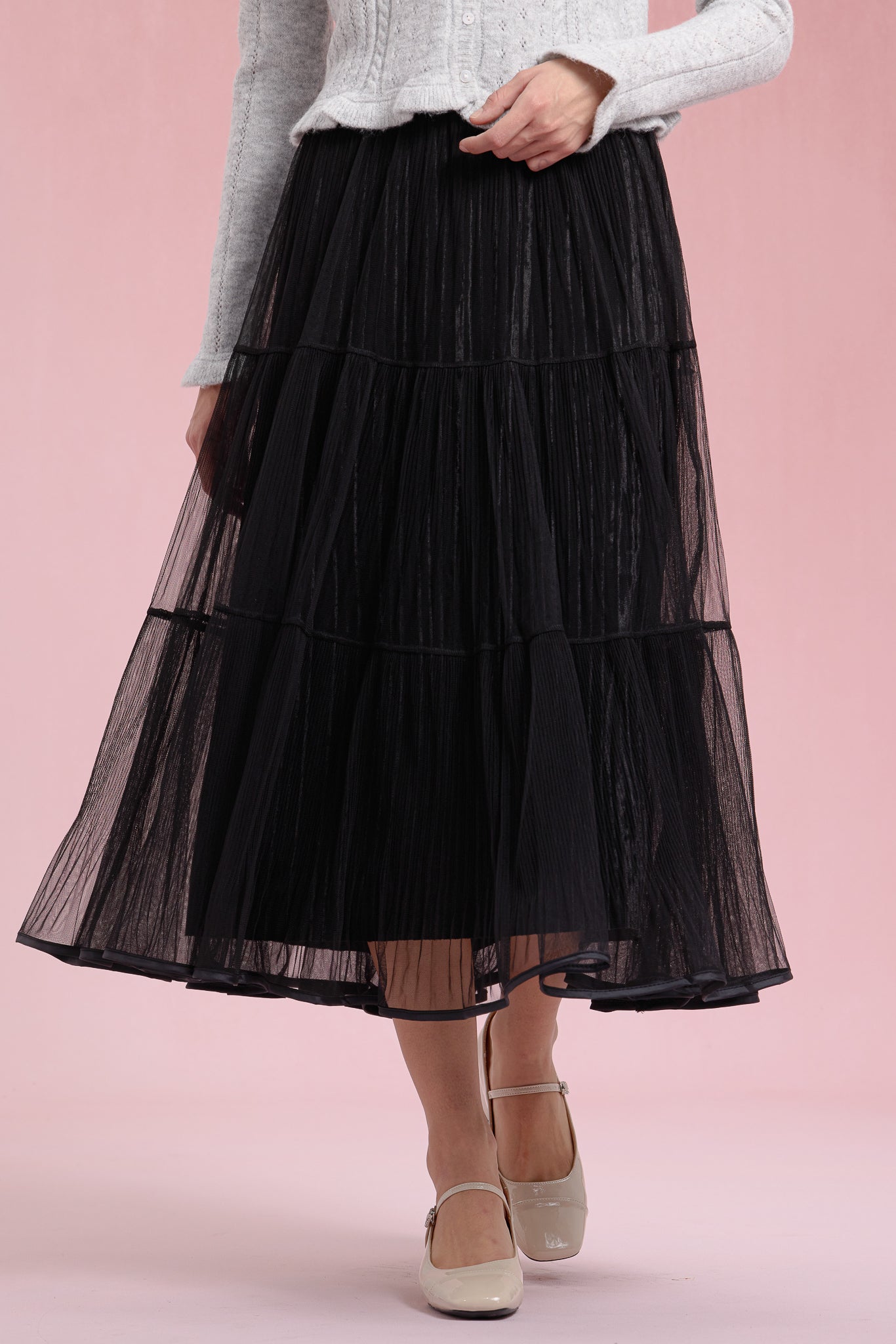 RP2930 - Black Shimmer Velvet-Lined Skirt (2S-2M-2L)