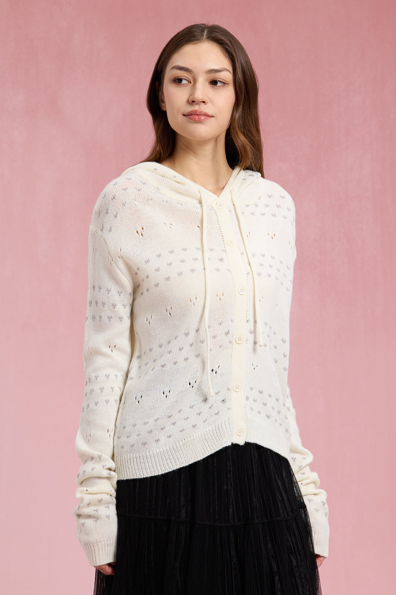 RP2957 - Tiny Hearts Pointelle Hoodie Cardigan (2S-2M-2L)