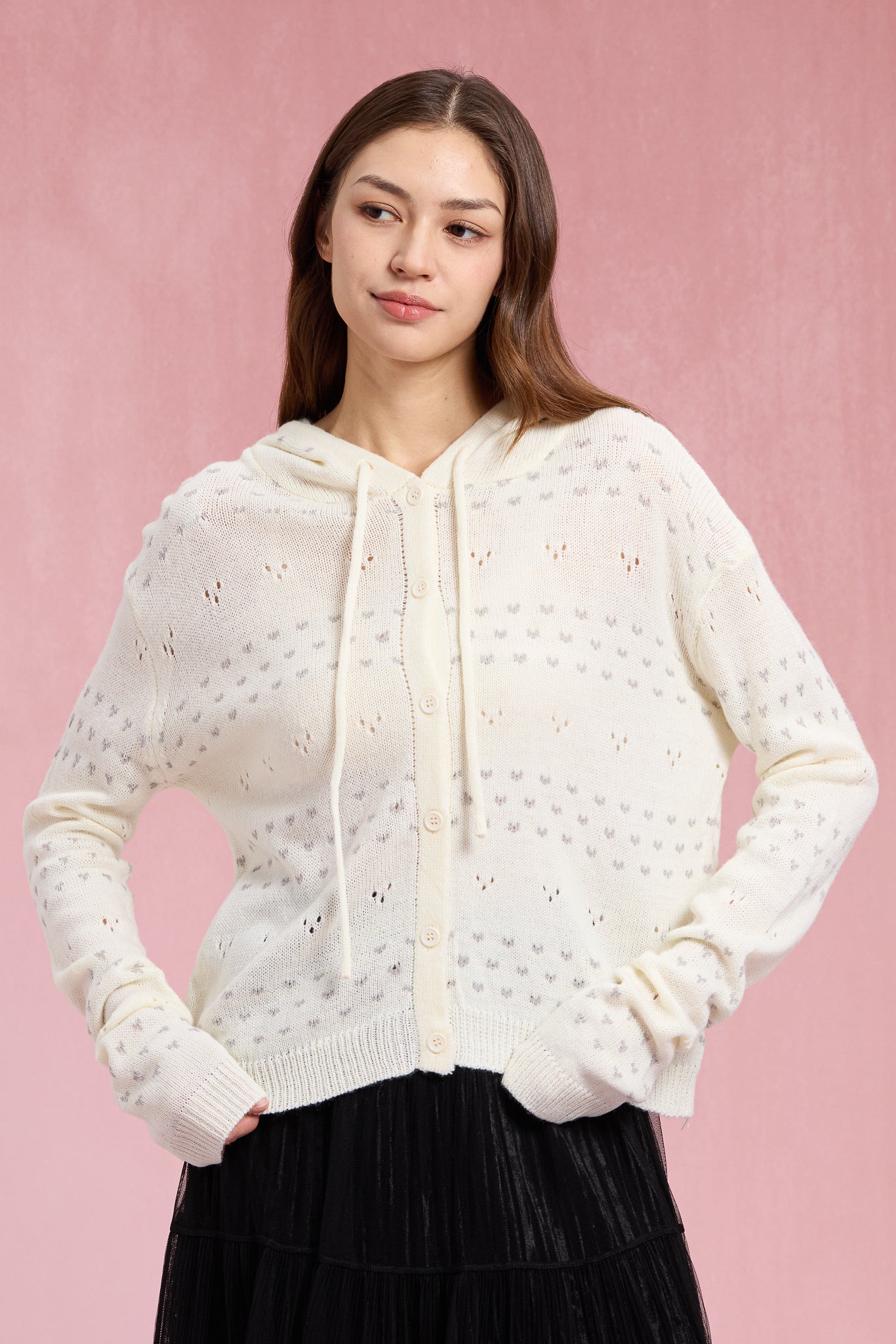 RP2957 - Tiny Hearts Pointelle Hoodie Cardigan (2S-2M-2L)