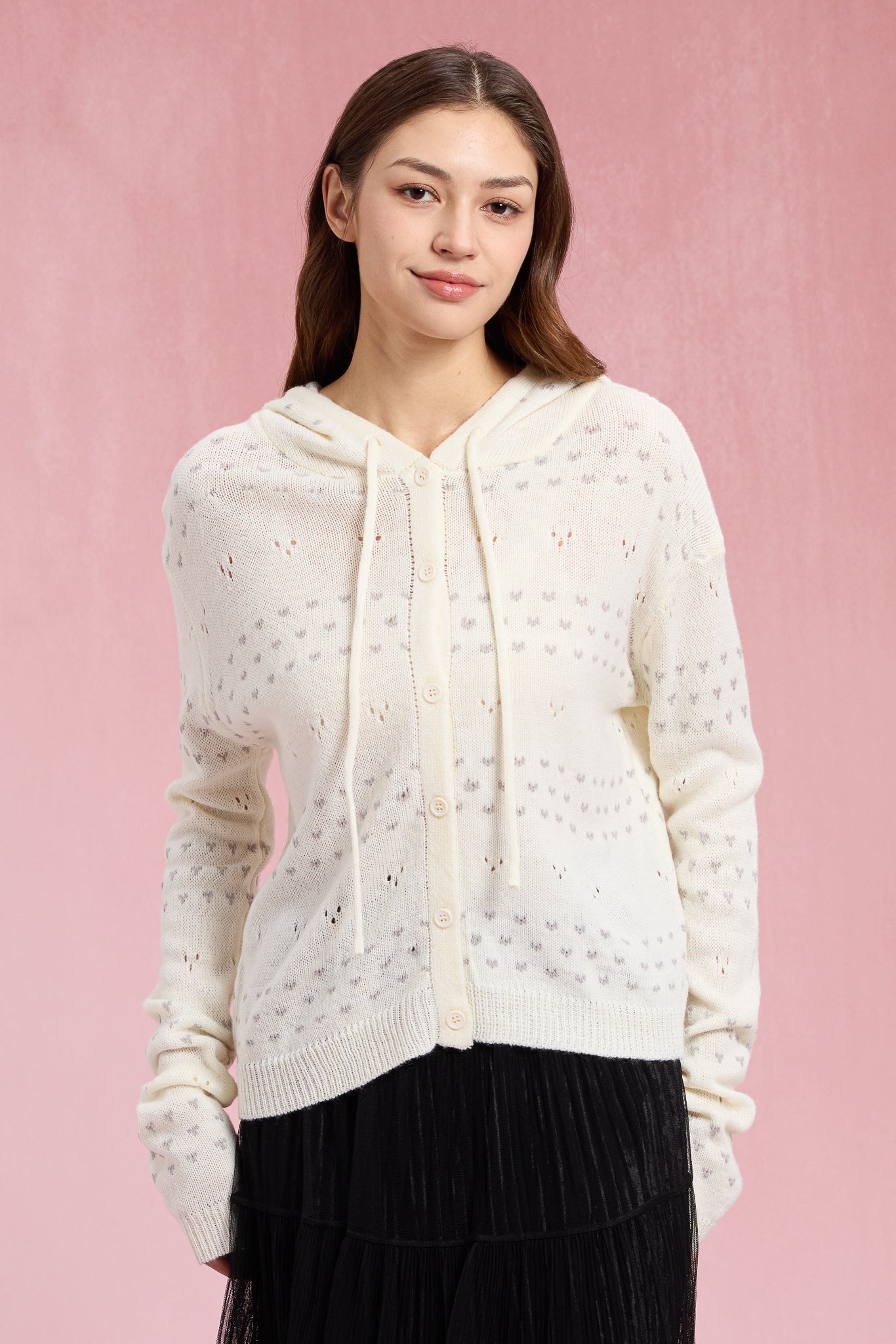 RP2957 - Tiny Hearts Pointelle Hoodie Cardigan (2S-2M-2L)