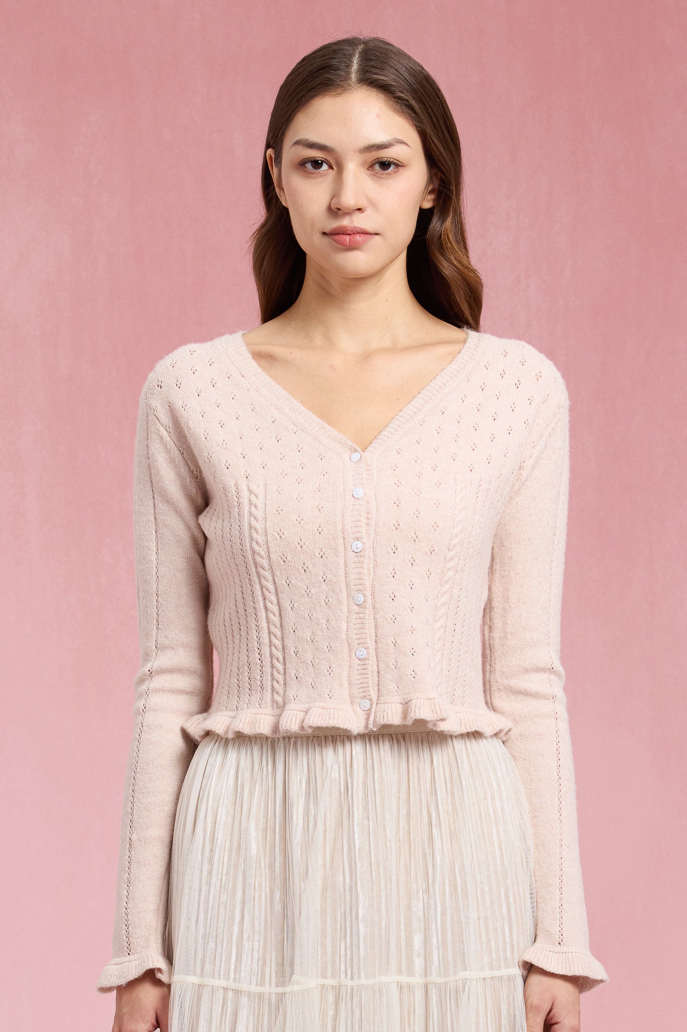 RP2936 - Rosy Ruffle Pointelle Knit Top (2S-2M-2L)