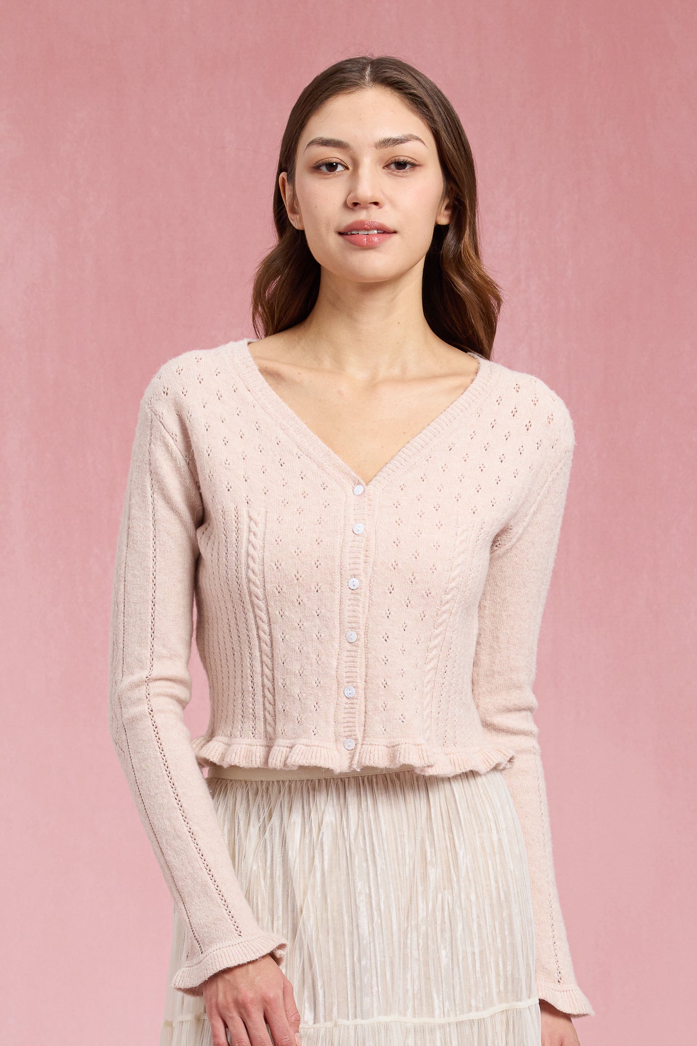 RP2936 - Rosy Ruffle Pointelle Knit Top (2S-2M-2L)