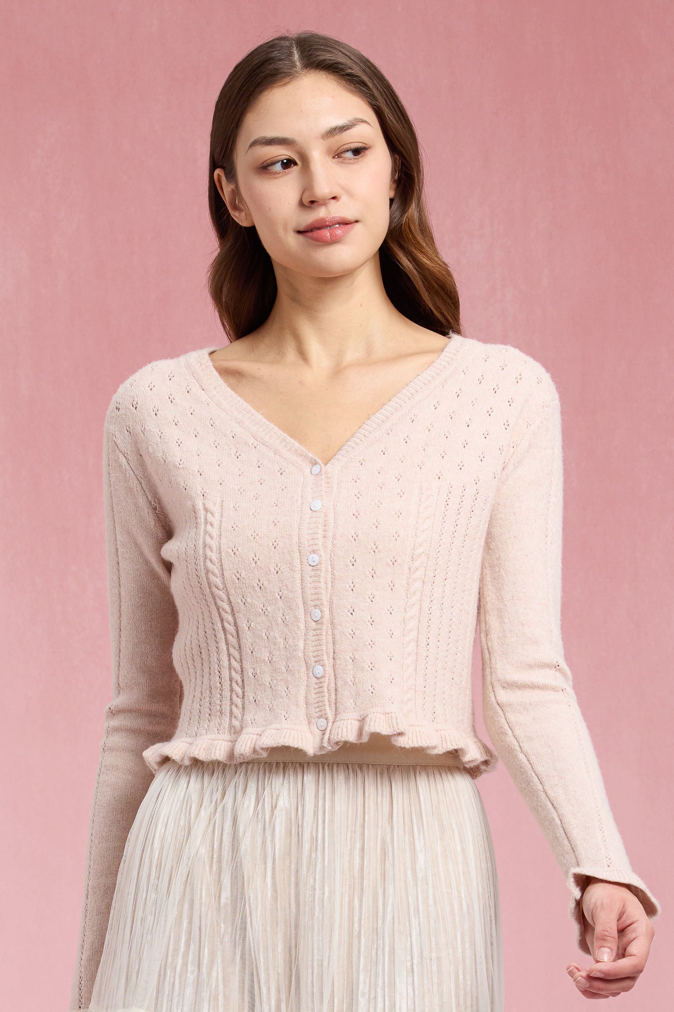 RP2936 - Rosy Ruffle Pointelle Knit Top (2S-2M-2L)