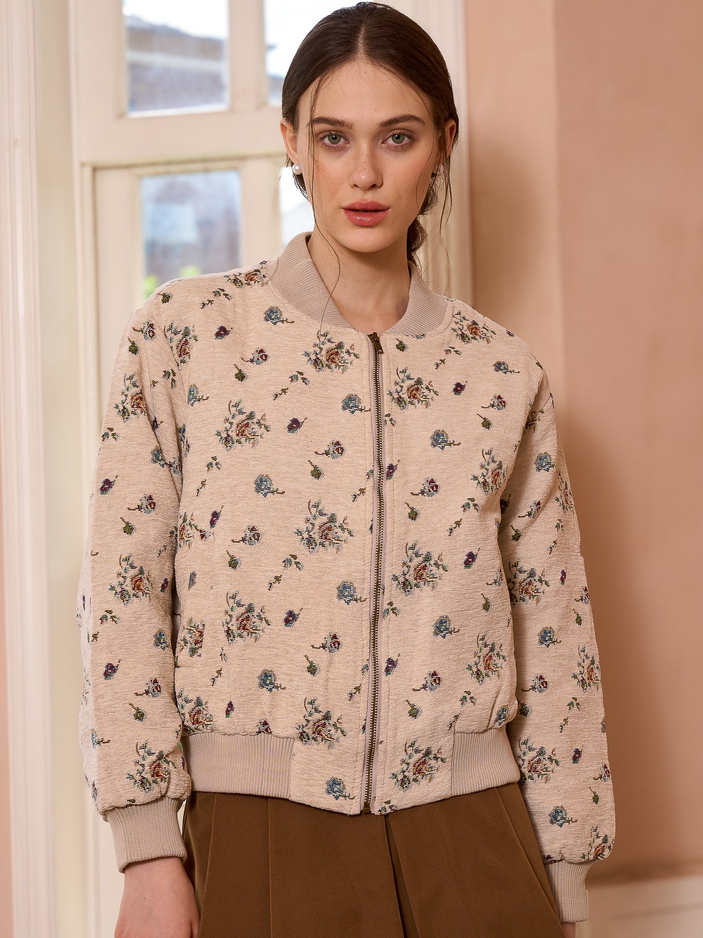 Floral Embroidered Bomber Jacket (2S-2M-2L)