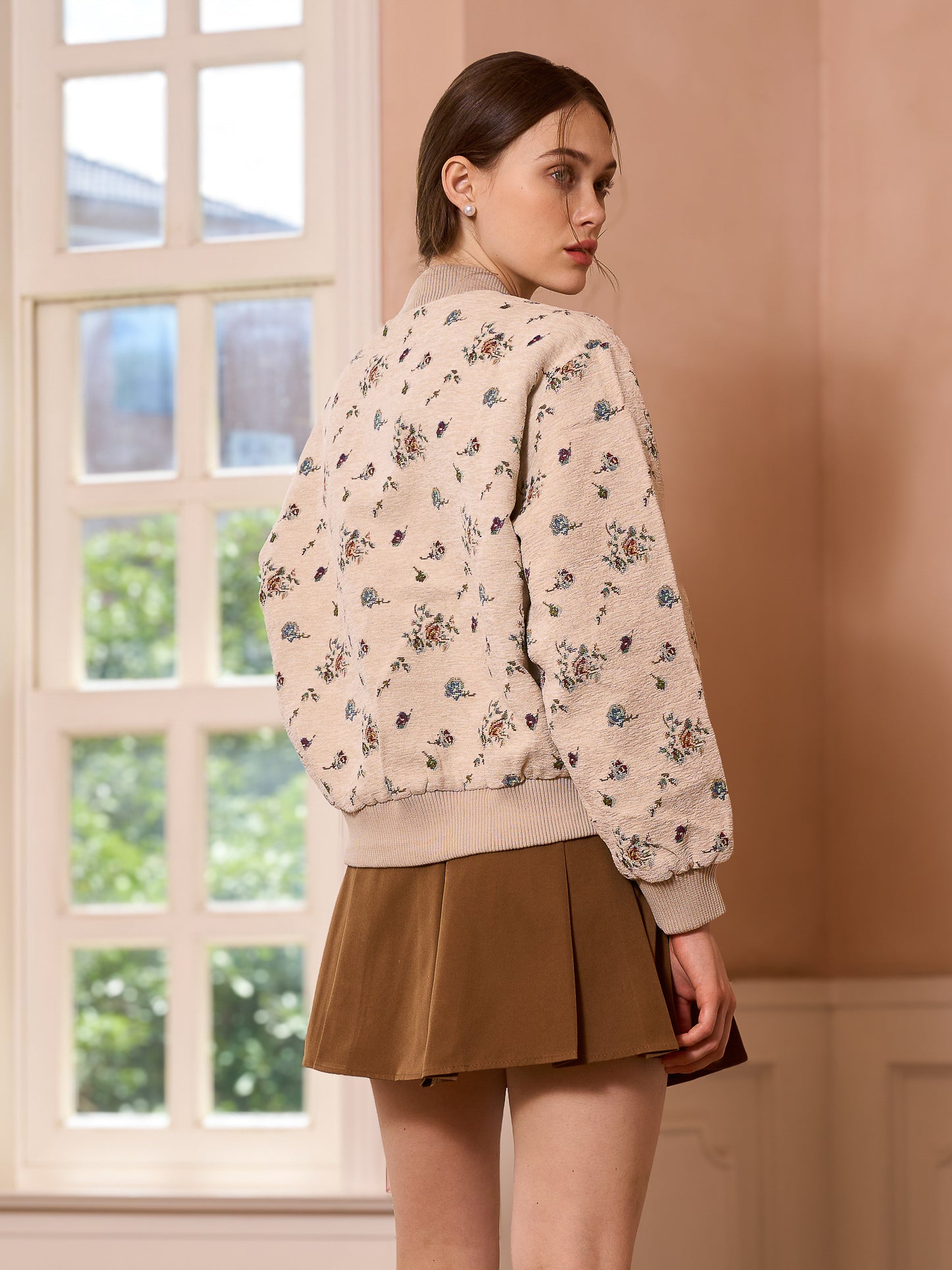 Floral Embroidered Bomber Jacket (2S-2M-2L)