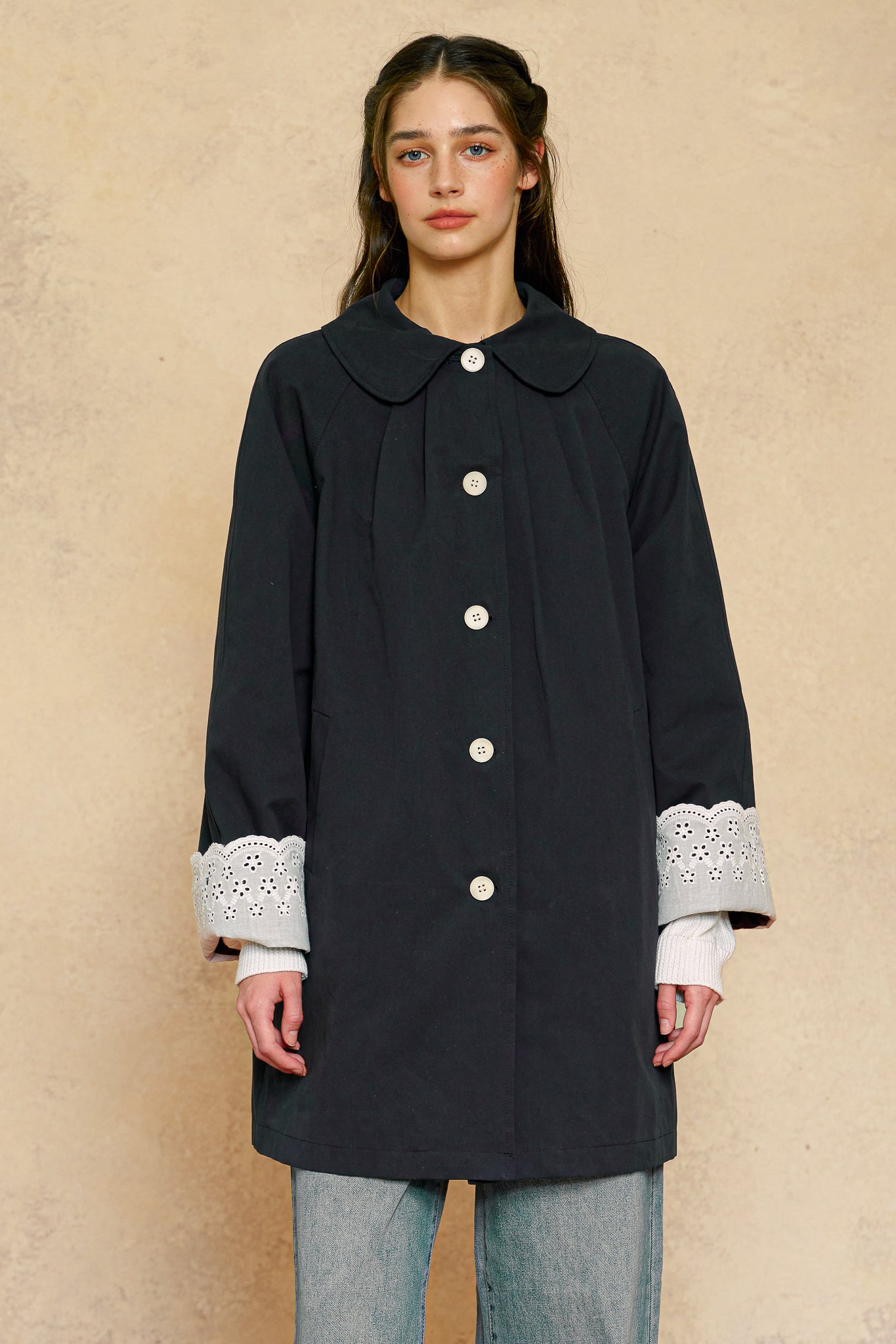 RP3056 - Scalloped Eyelet Cuff Coat (2S-2M-2L)