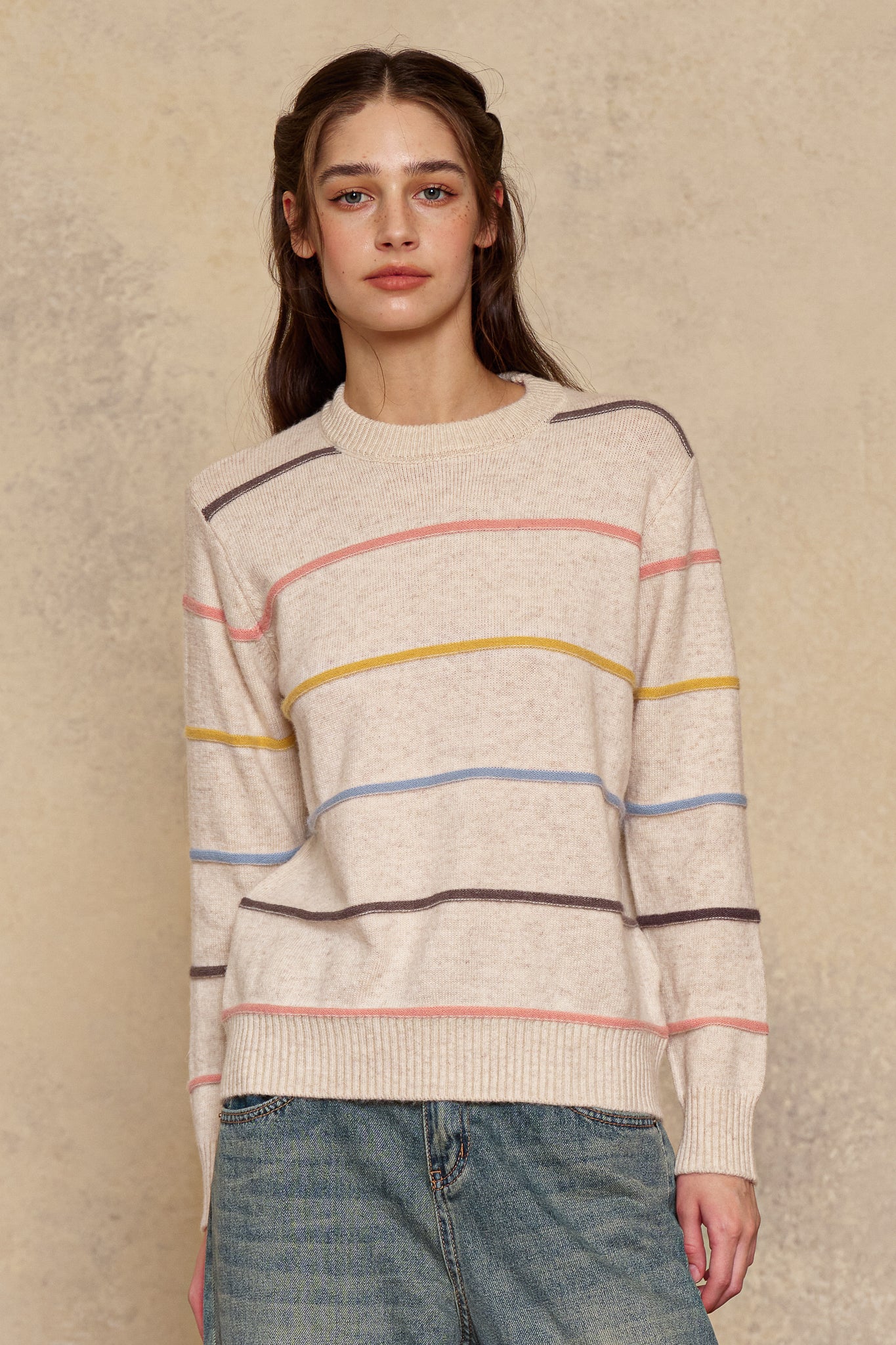 RP2624 - Pastel Striped Crewneck Sweater (2S-2M-2L)
