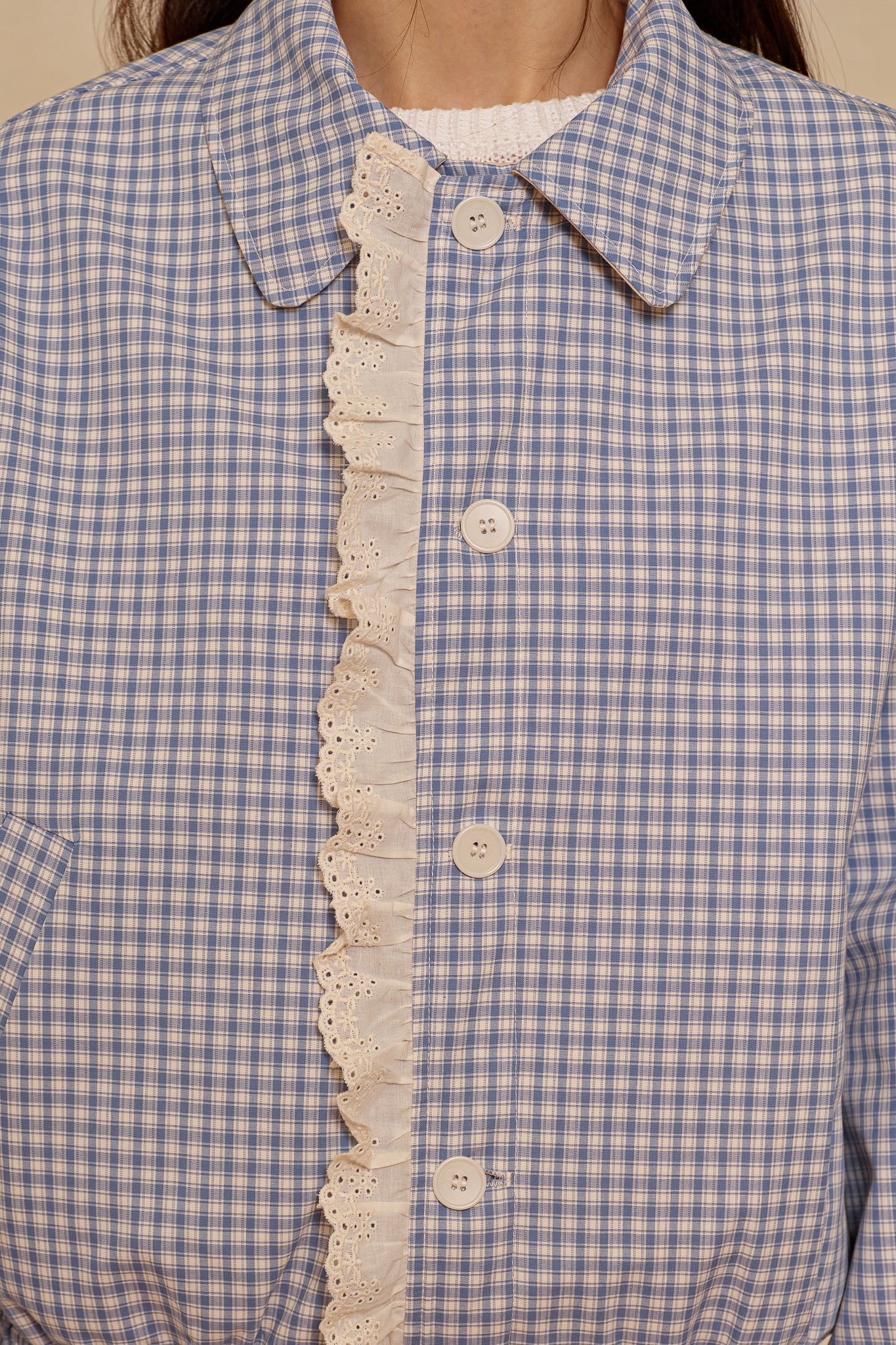 testRP3020 - Reversible Gingham Ruffle Jacket (2S-2M-2L)