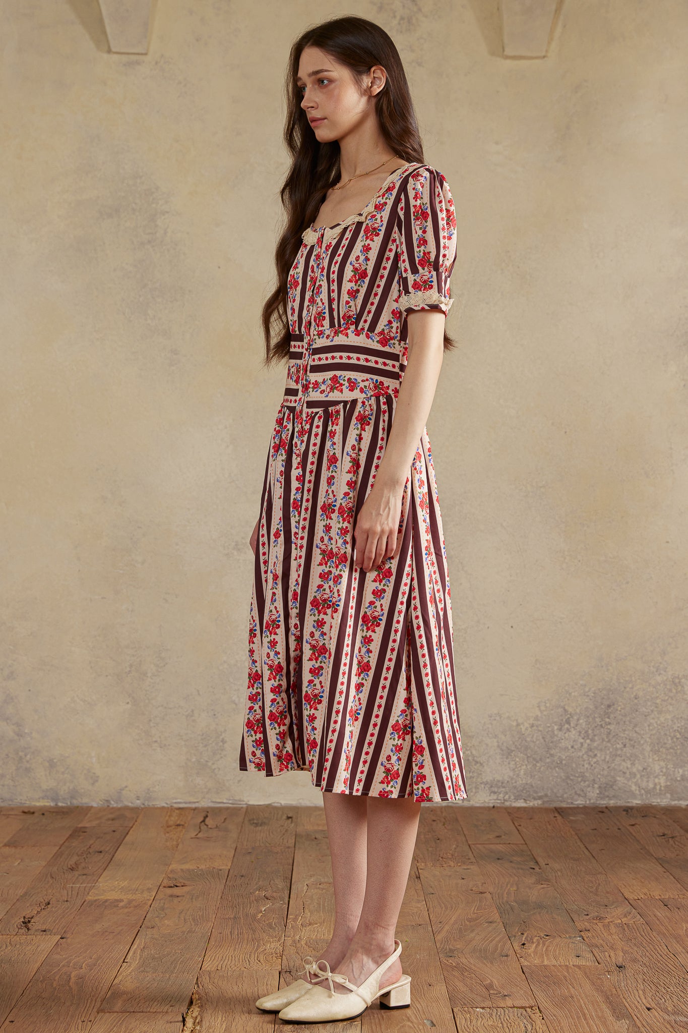 RP2988 - Rose Stripe Prairie Midi Dress (2S-2M-2L)