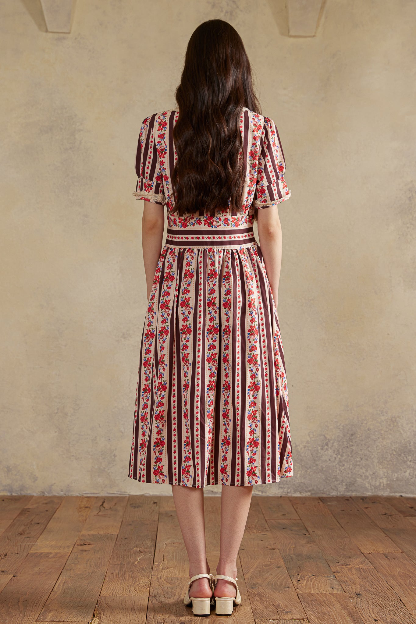 RP2988 - Rose Stripe Prairie Midi Dress (2S-2M-2L)