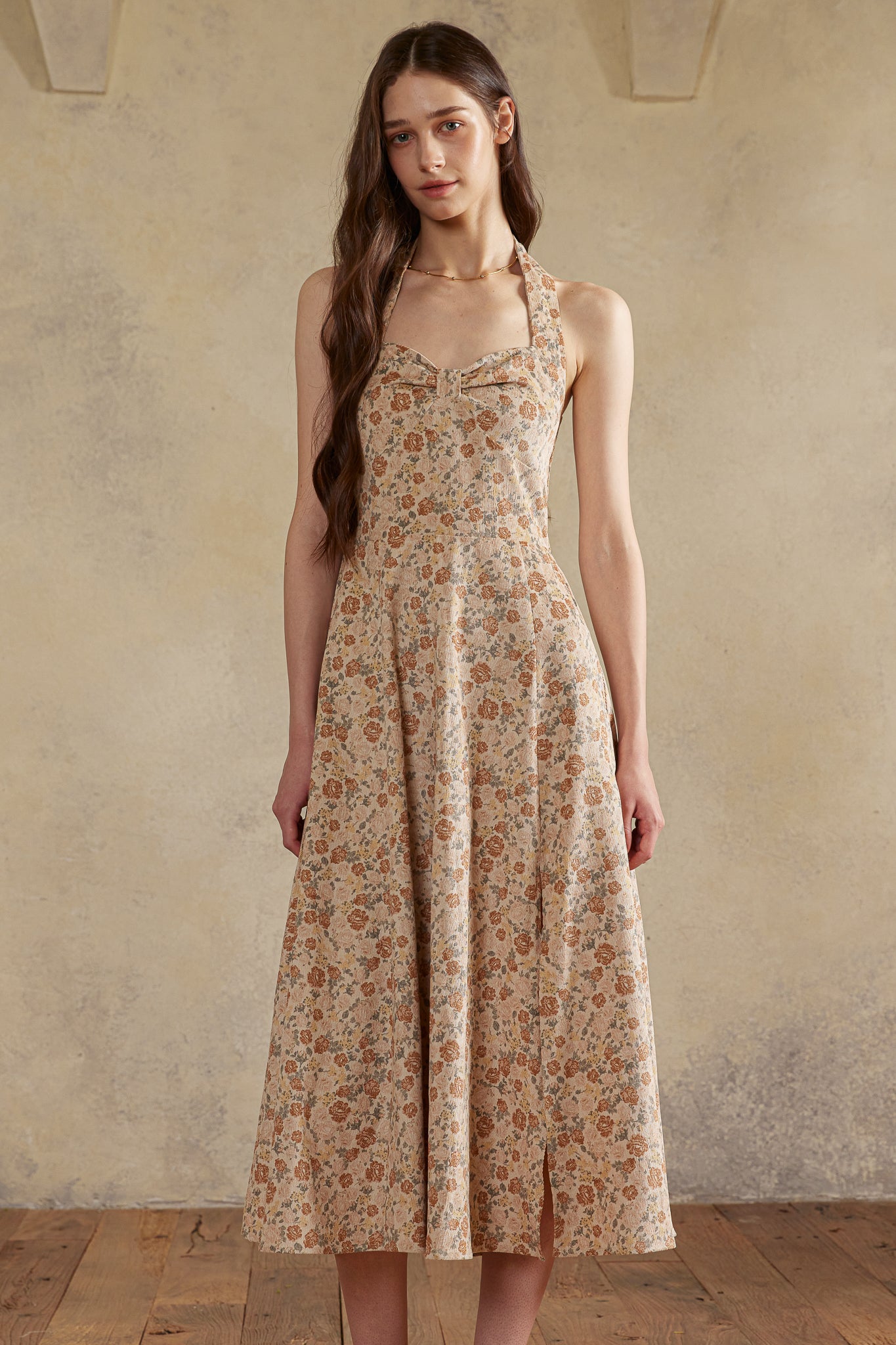 RP2985 - Rose Garden Corduroy Halter Dress (2S-2M-2L)
