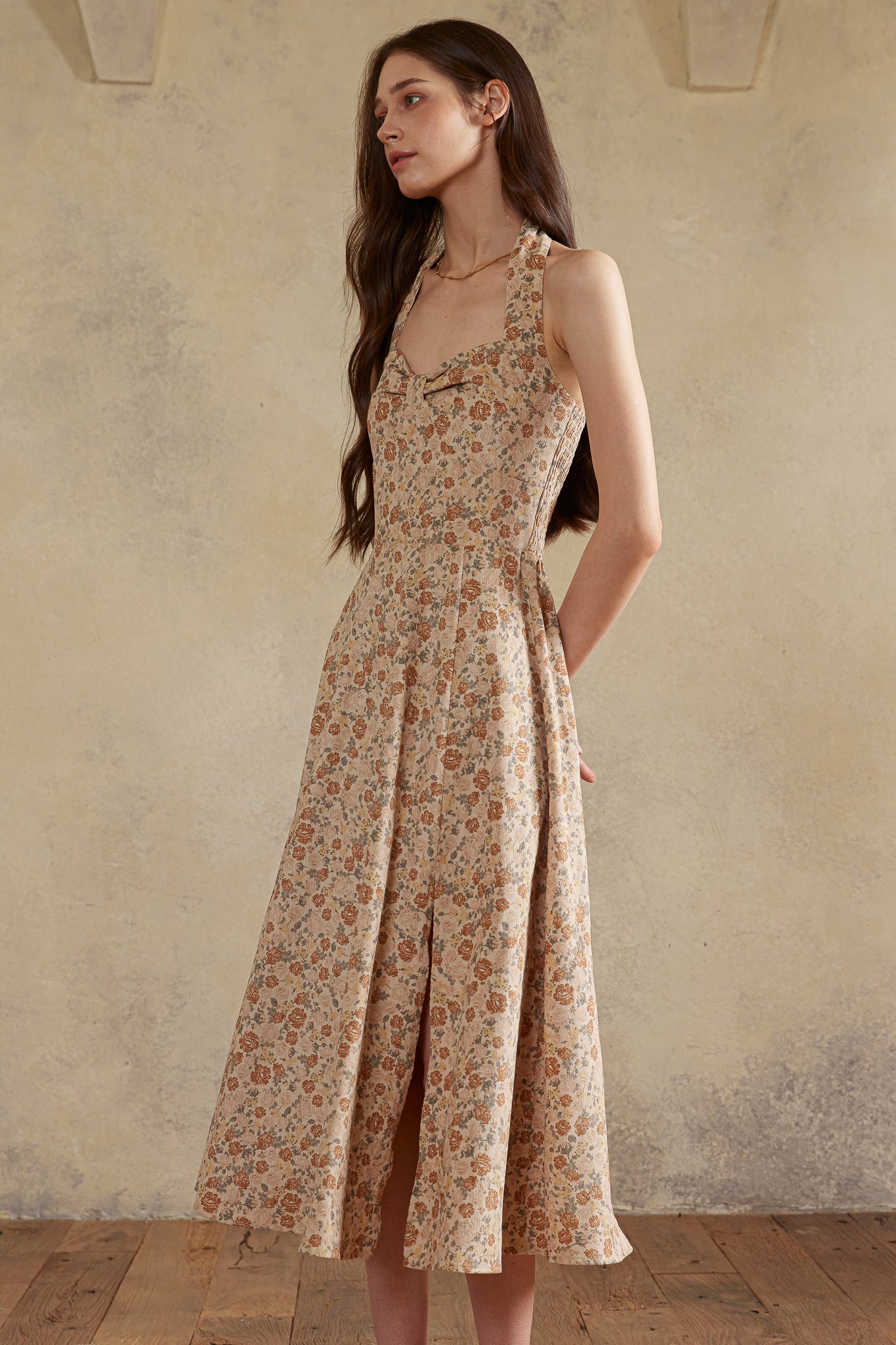 RP2985 - Rose Garden Corduroy Halter Dress (2S-2M-2L)
