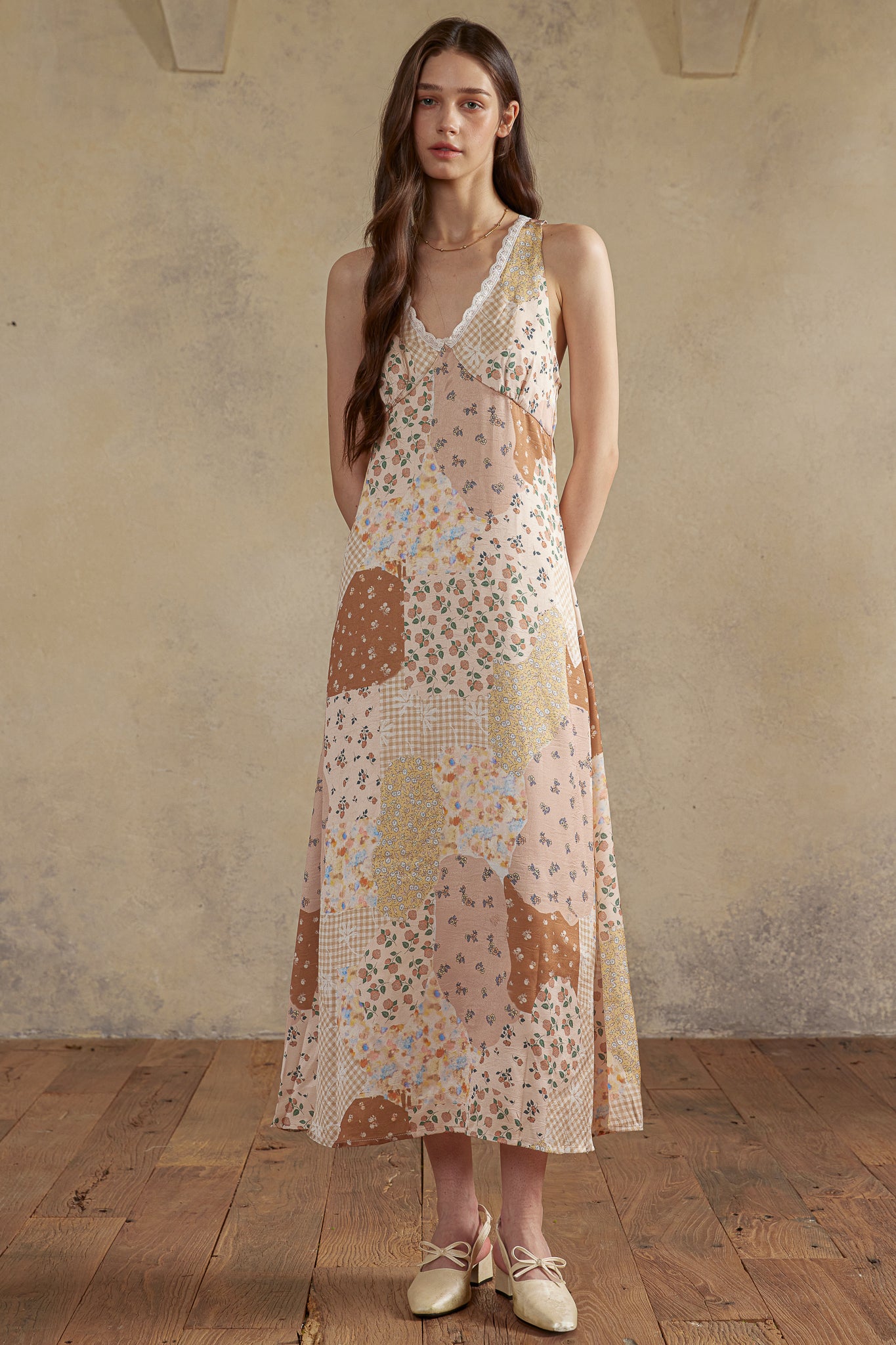 RP2973 - Autumn Patchwork Lace Midi Dress (2S-2M-2L)