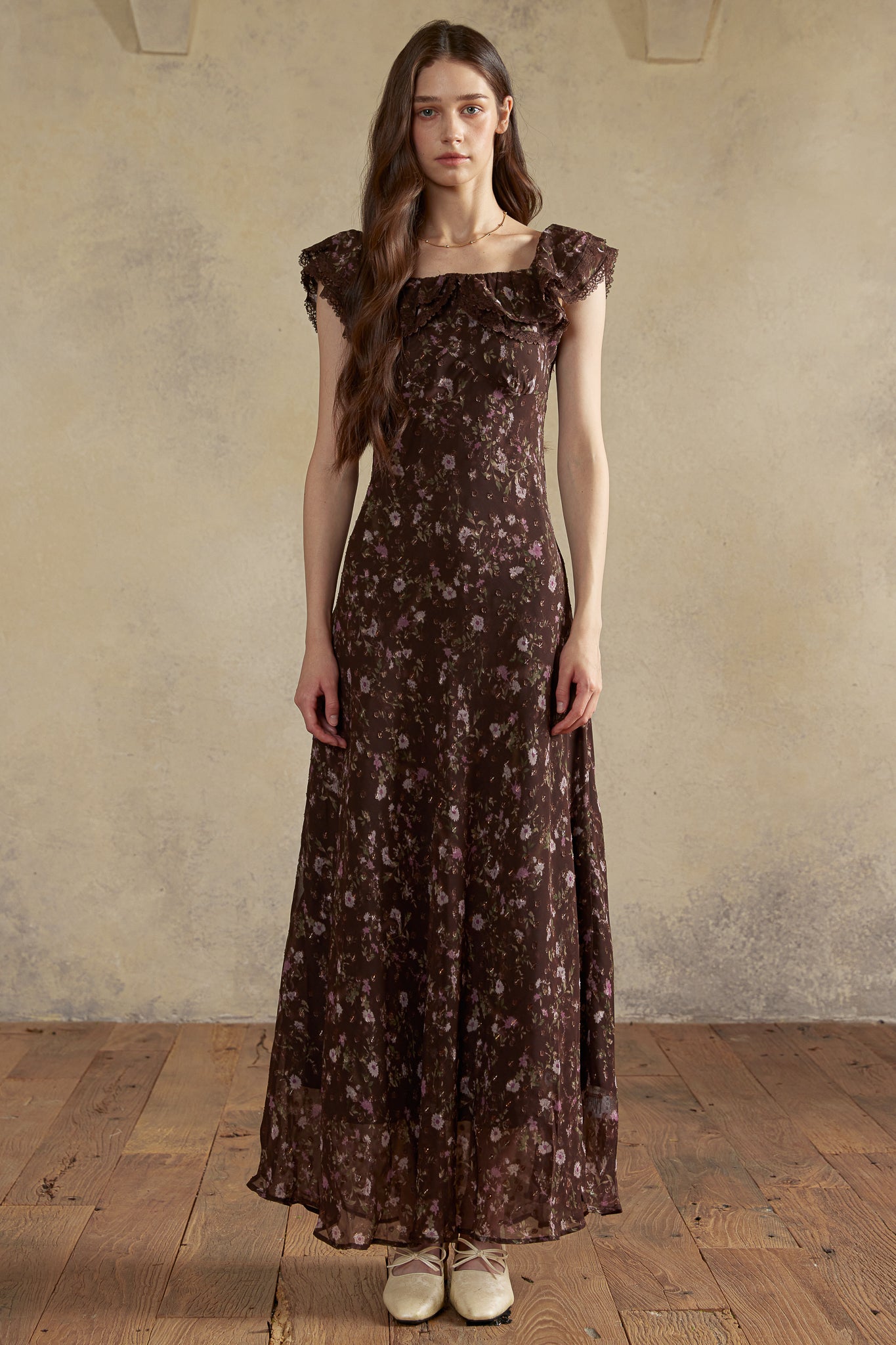 RP2975 - Dark Floral Off-Shoulder Dress (2S-2M-2L)