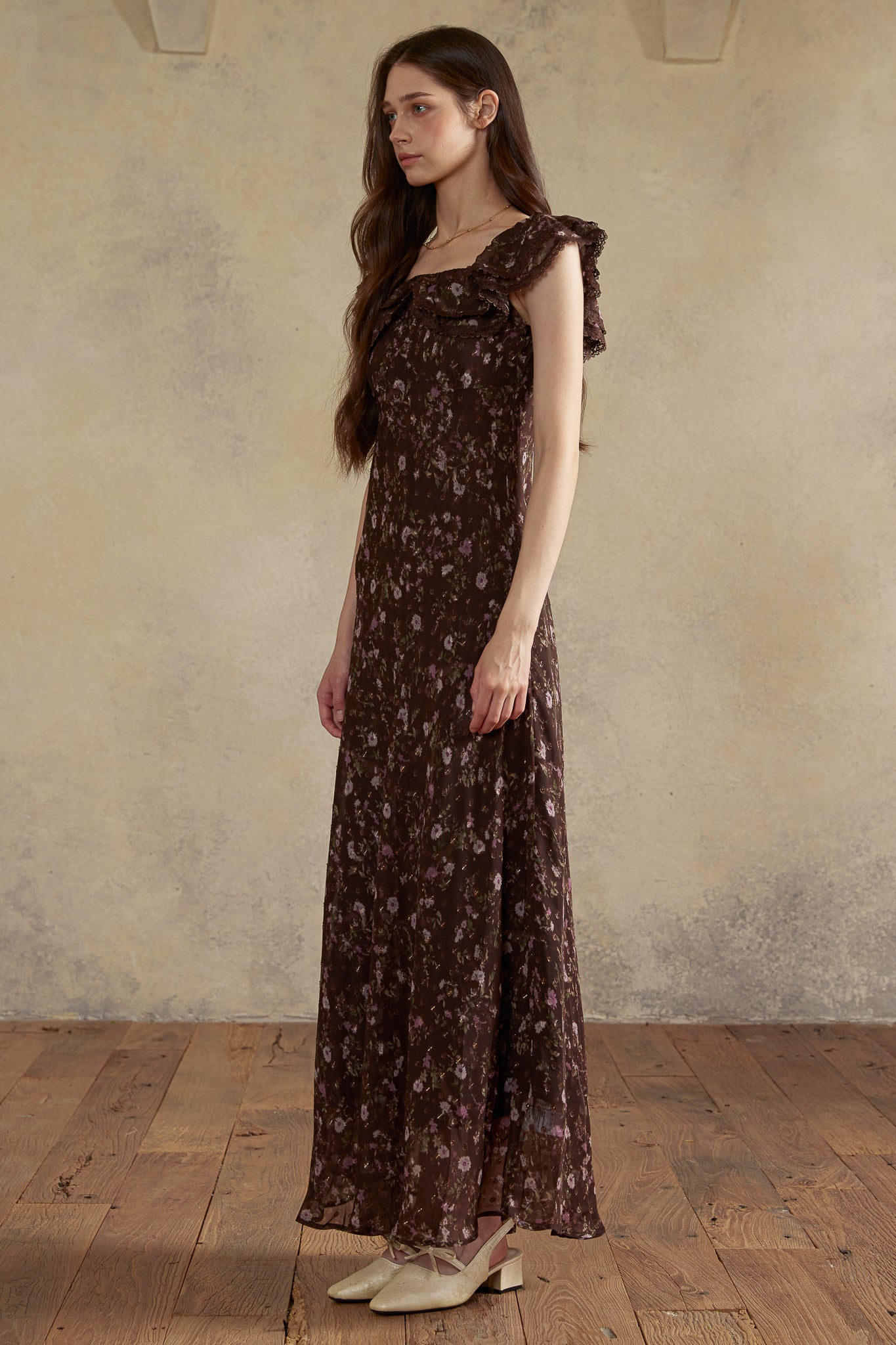 RP2975 - Dark Floral Off-Shoulder Dress (2S-2M-2L)