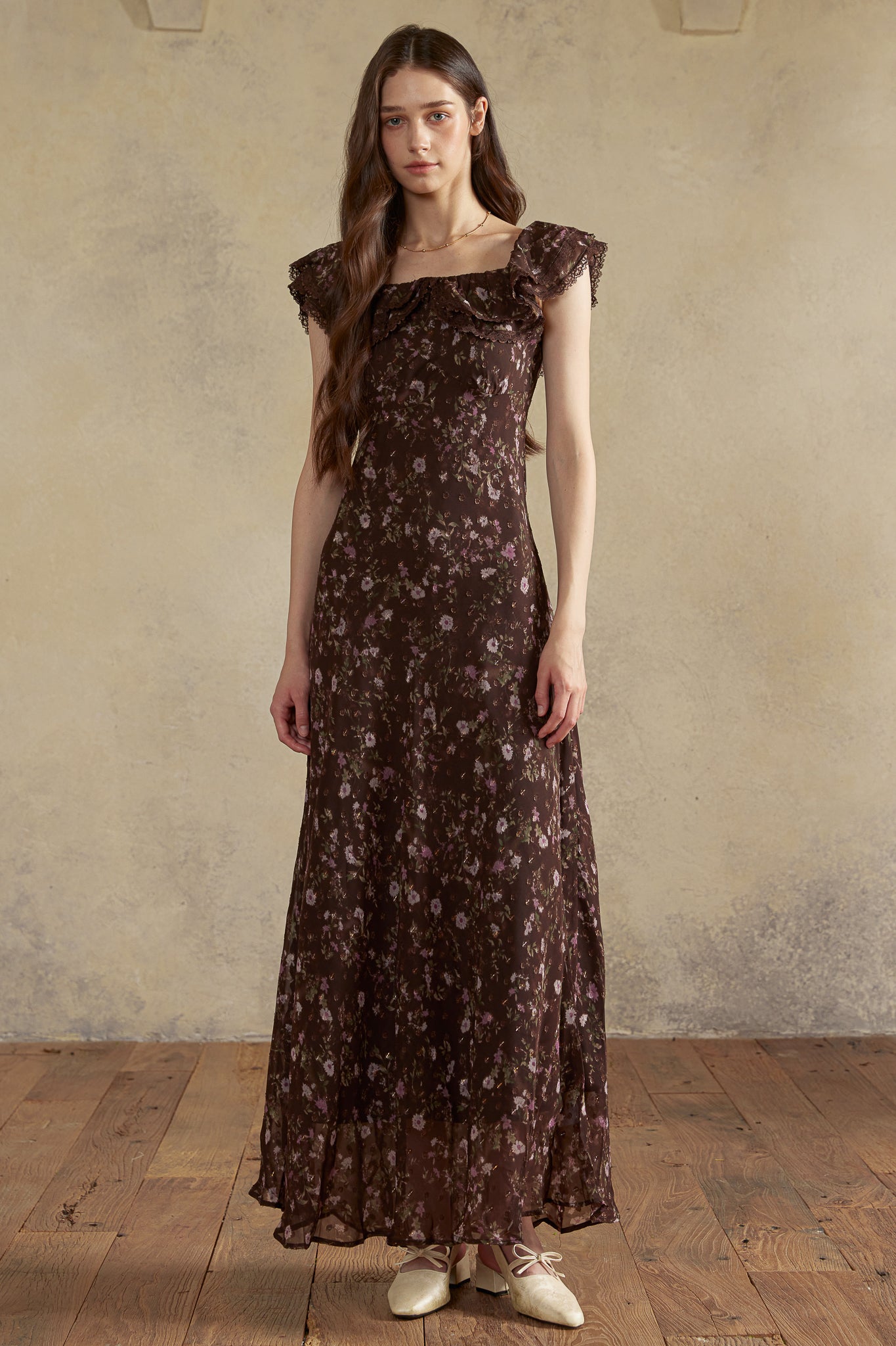 RP2975 - Dark Floral Off-Shoulder Dress (2S-2M-2L)
