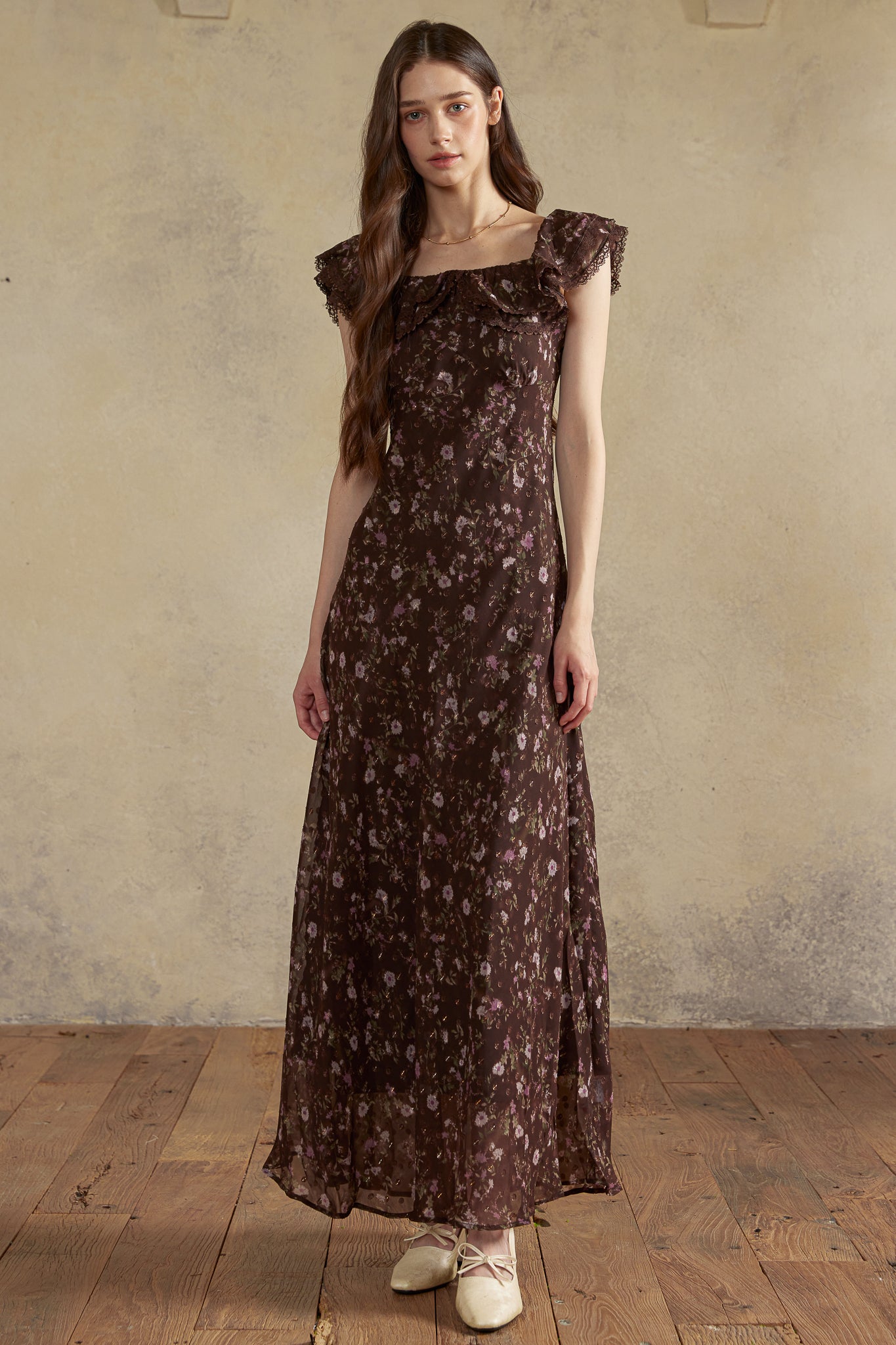 RP2975 - Dark Floral Off-Shoulder Dress (2S-2M-2L)