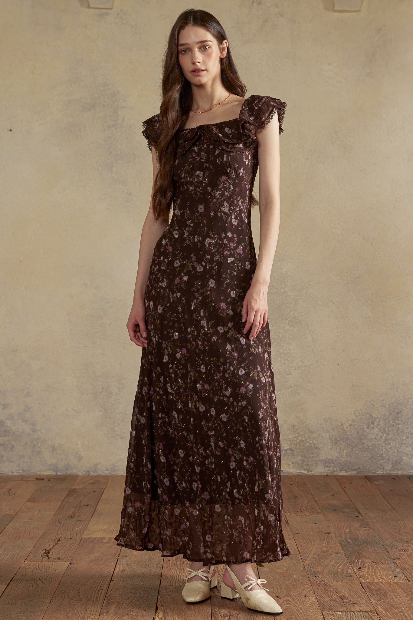 RP2975 - Dark Floral Off-Shoulder Dress (2S-2M-2L)