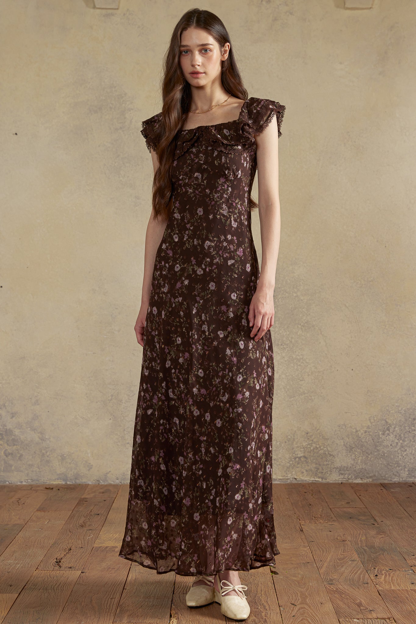 RP2975 - Dark Floral Off-Shoulder Dress (2S-2M-2L)